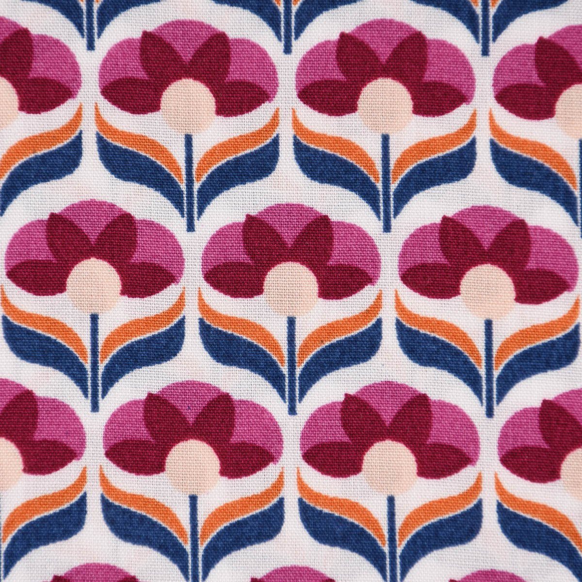 Stoff Viskosestoff Bekleidungsstoff Radiance Flowers Retro Blume fuchsia 1,4
