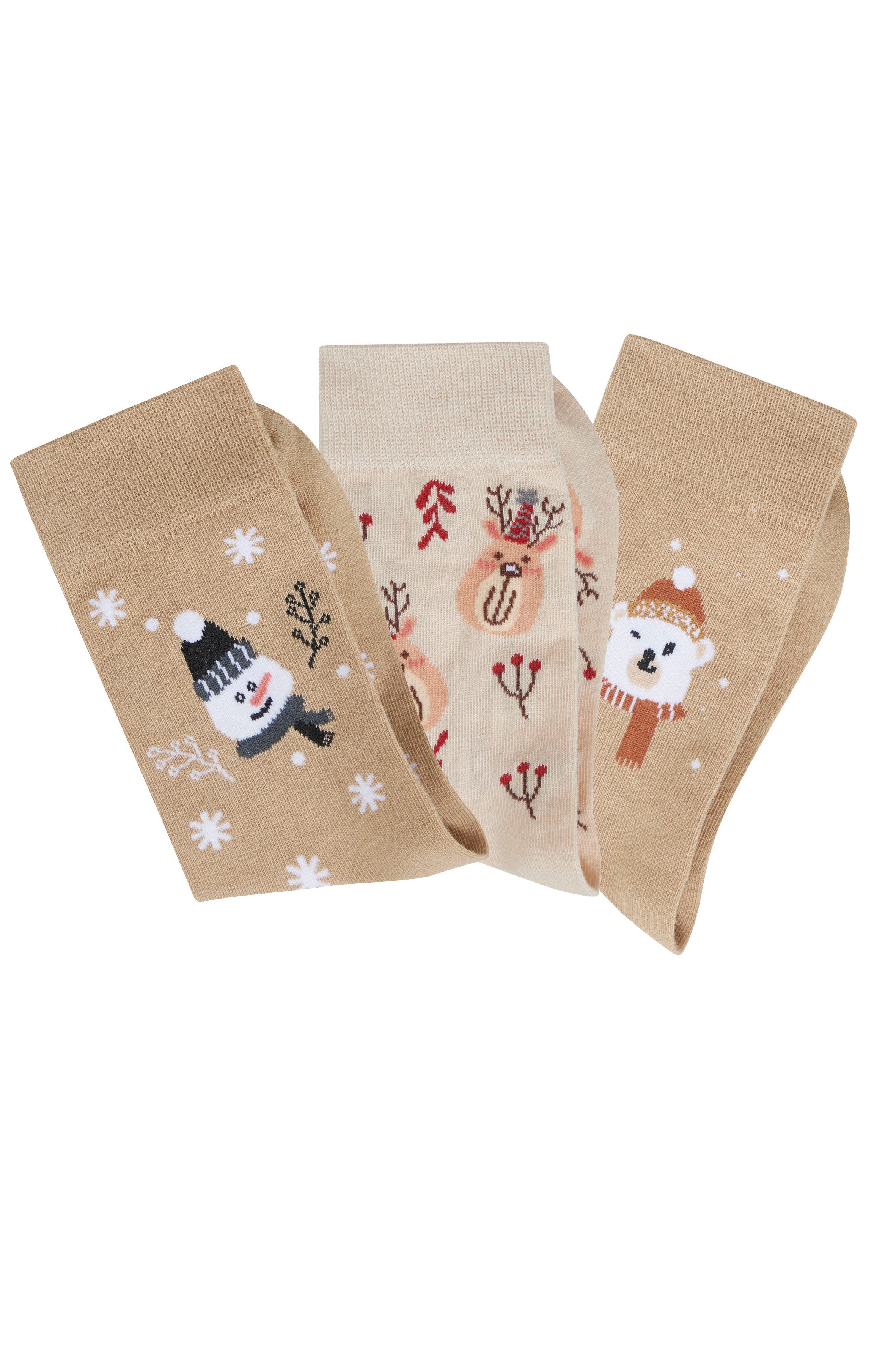 H.I.S Basicsocken (Packung, 3-Paar) mit lustigen Weihnachtsmotiven