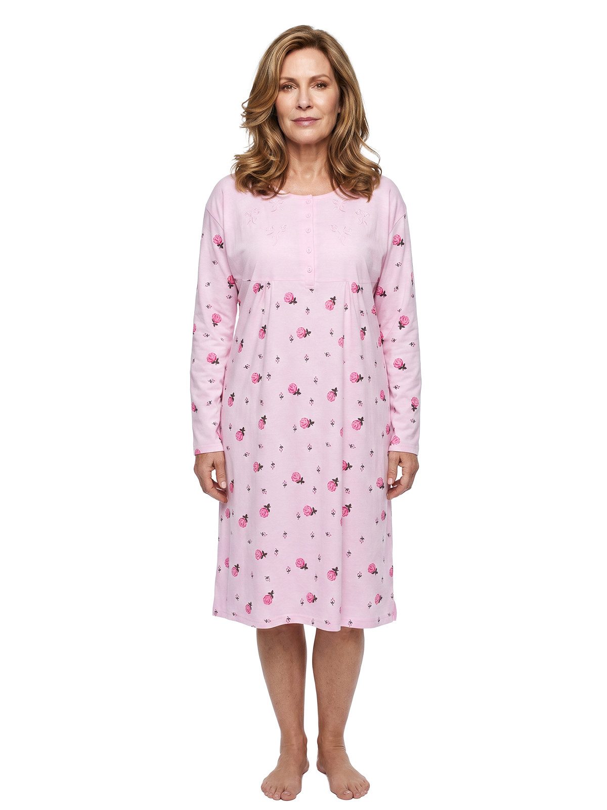 Lucky Nachthemd Blüten Langarm Übergröße 3XL-6XL