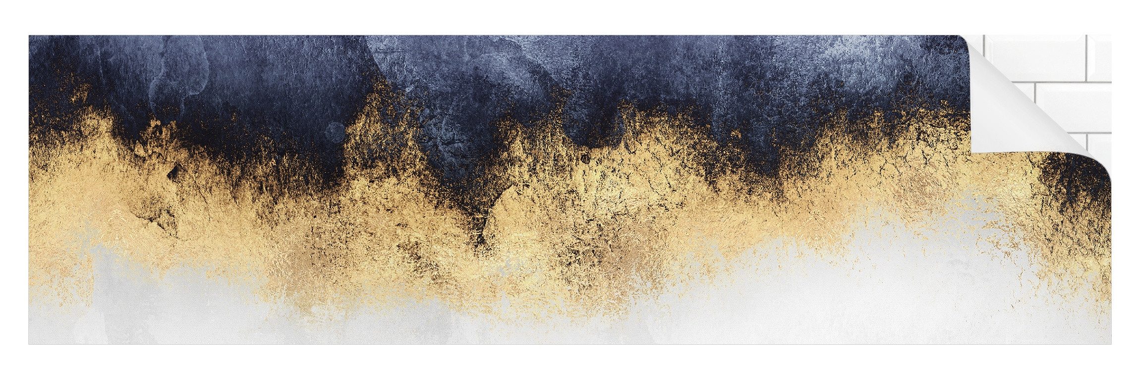 Bilderdepot24 Küchenrückwand selbstklebend gold Muster Abstrakt, (1-tlg., Nischenrückwand - für Fliesenspiegel ohne Bohren - matt), Nischenrückwand Aquarell fugenlos Wandpaneel Küche Herd