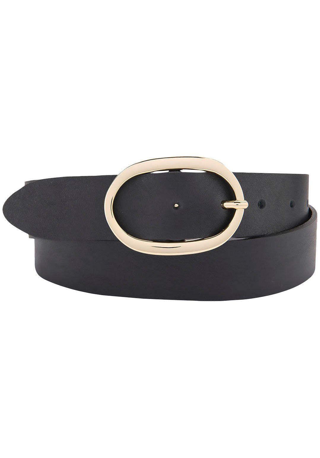 BERND GÖTZ Ledergürtel Ledergürtel Vollrind schwarz Ovalschließe aus goldener mit eleganter