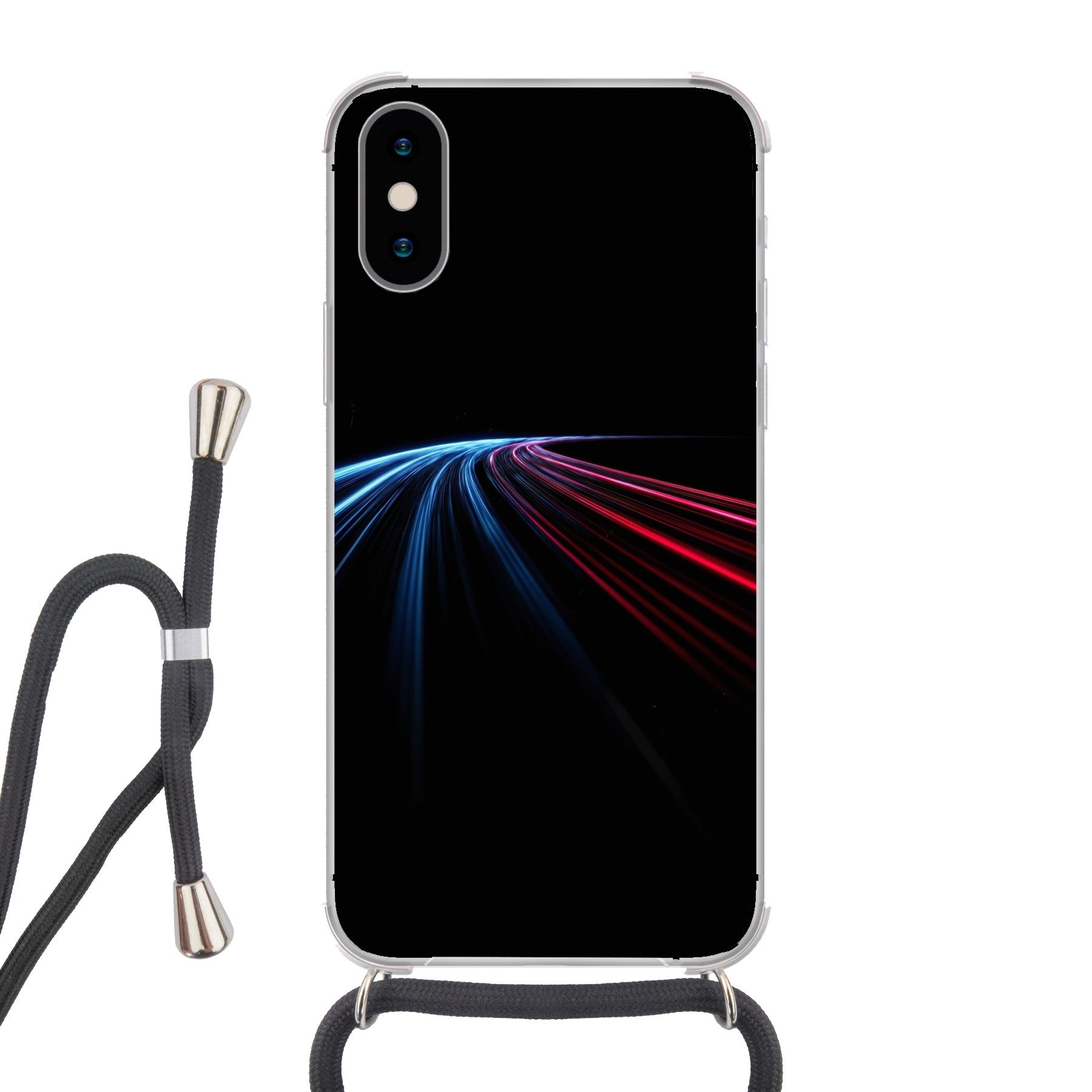 MuchoWow Handyhülle für Apple iPhone X 3-2, Tragbare Handyhüllen mit Kette zum umhängen, Handykette Handyband