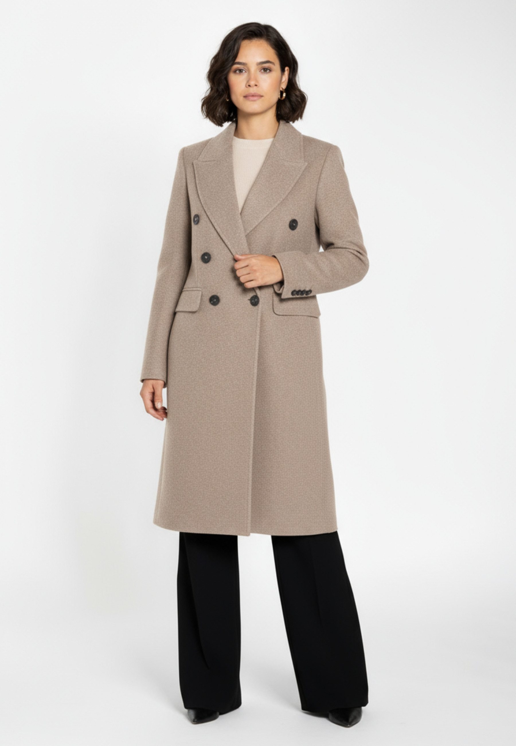 RICANO Langmantel Claudia Klassischer Zweireiher mit Reverskragen – zeitlos, elegant und feminin