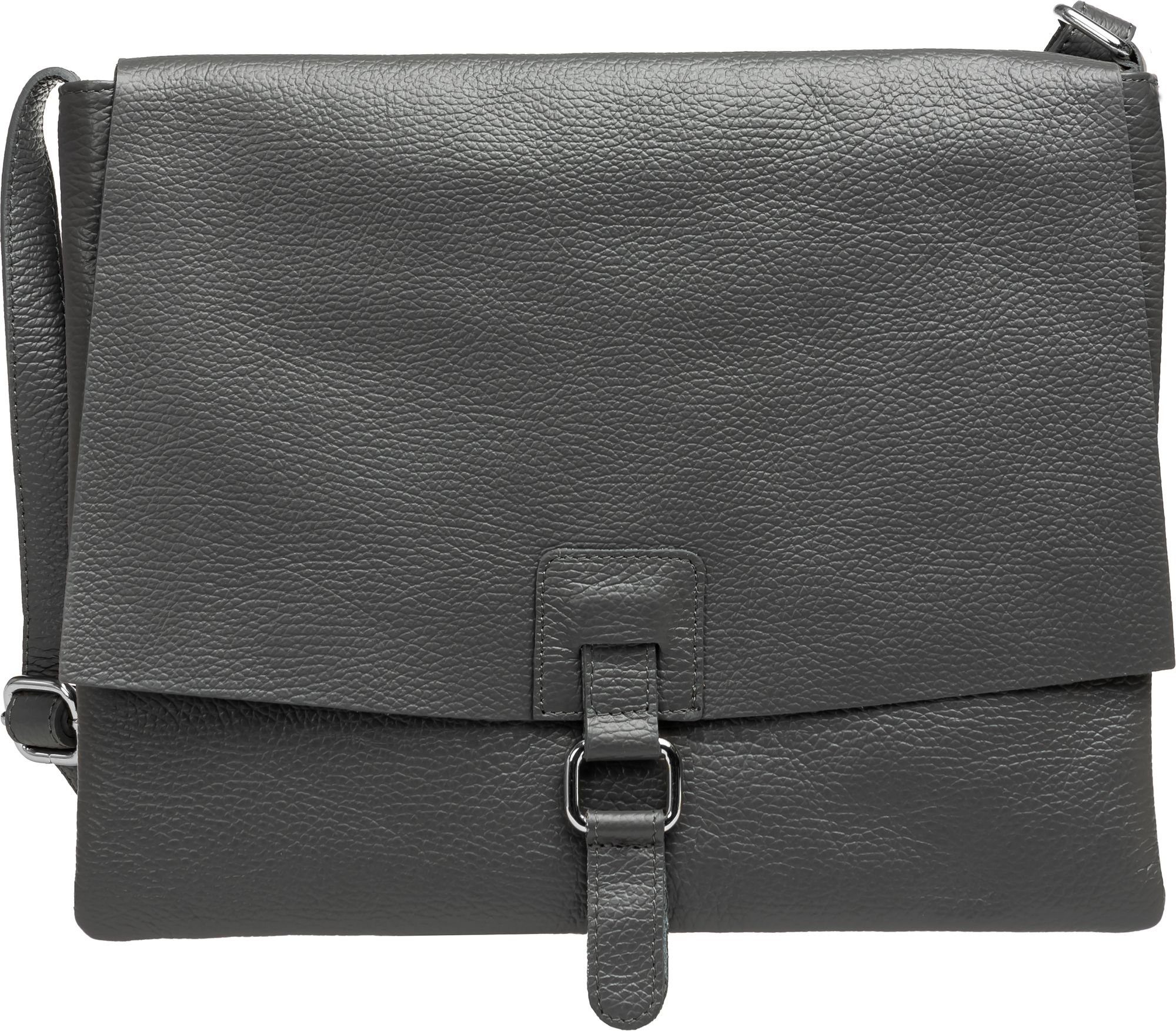 Caspar Umhängetasche TL808 sportlich elegante Damen Cross Body Bag aus Leder dunkelgrau