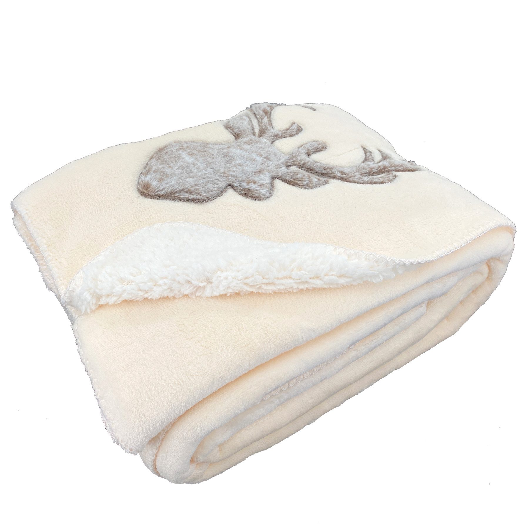 Wohndecke Kuscheldecke Hirsch Fell-Imitat Sofadecke Landhaus, heimtexland, 150x200 I kuschelig weich I warm I flauschig I Chalet Design