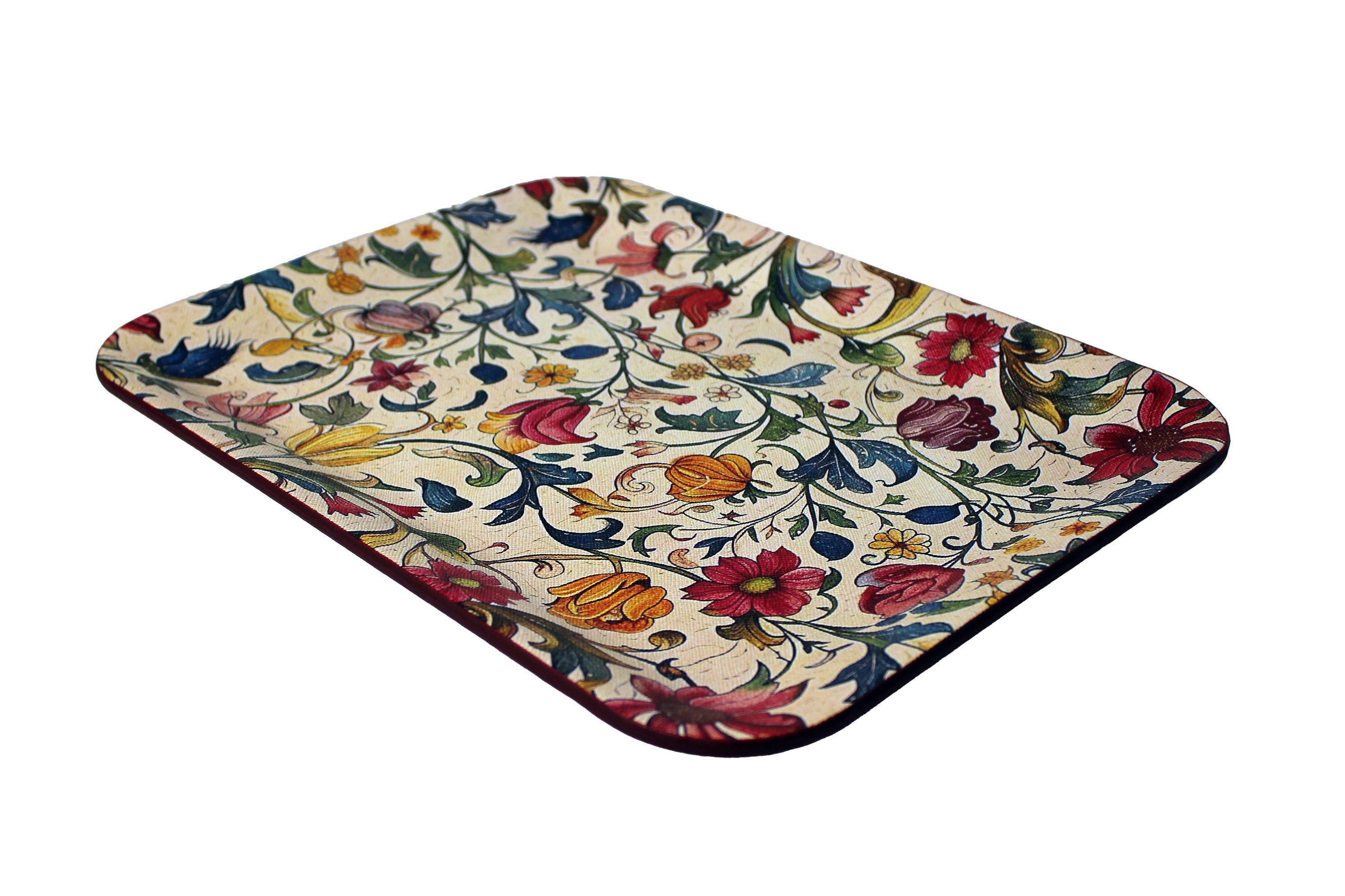 Signature Home Collection Tablett Serviertablett Blumenmuster 33x25 cm Tablett Kaffeetablett, abwischbar, pflegeleichtes Gewebe