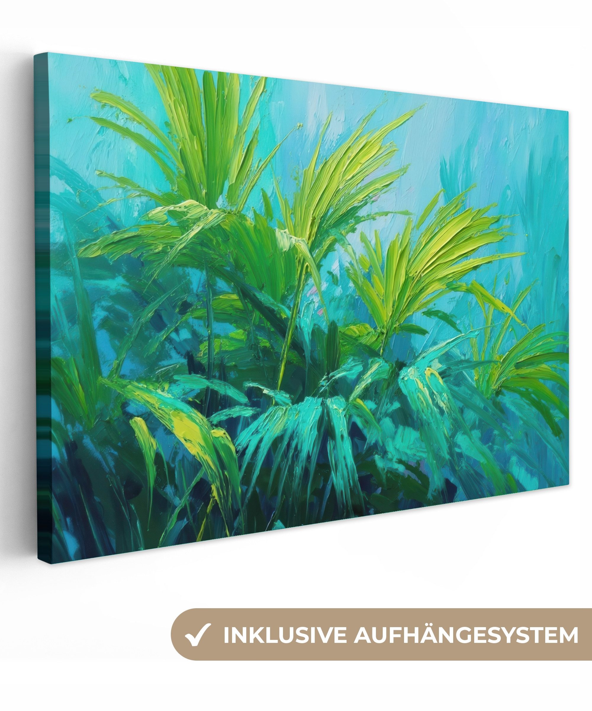 OneMillionCanvasses® Leinwandbild Blätter - Grün - Malerei - Abstrakt, Foto günstig online kaufen