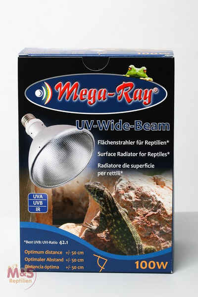 M&S Reptilien Terrarium Mega Ray HID-Lampe (UV-Lampe) 100 Watt (Wide Beam / 90°Grad)