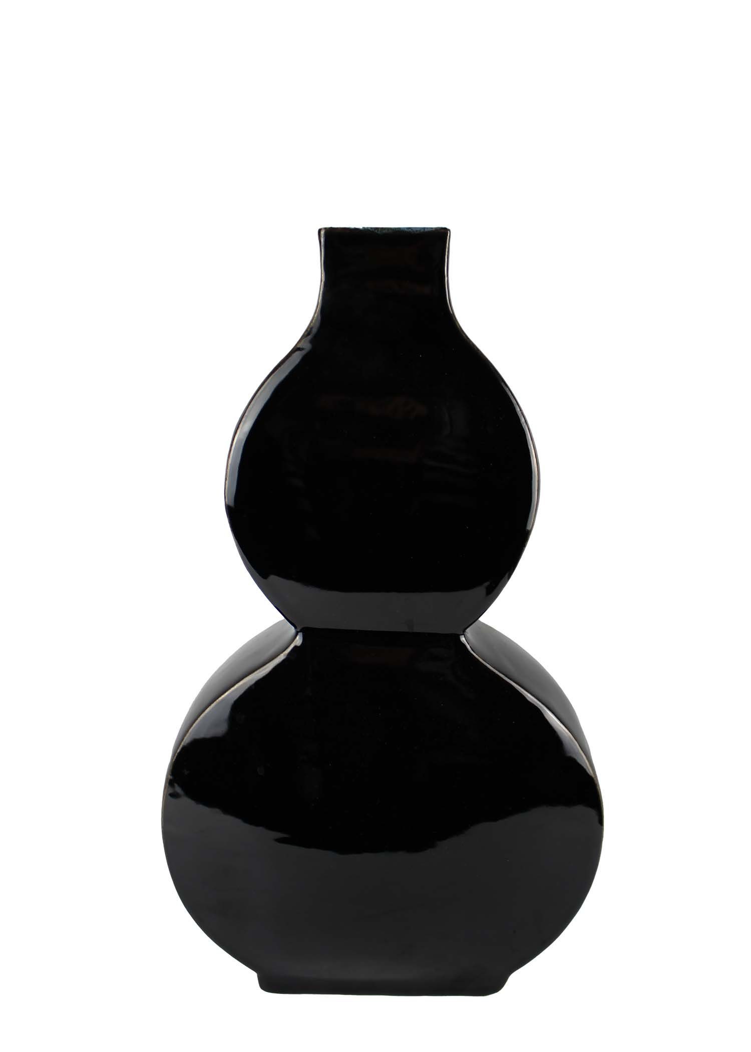 glänzendem mit (Stück, Porzellan Home aus Deckel schwarz 1 Porzellan rot Deckelvase Vase), bauchig Collection 49 cm Signature Dekovase