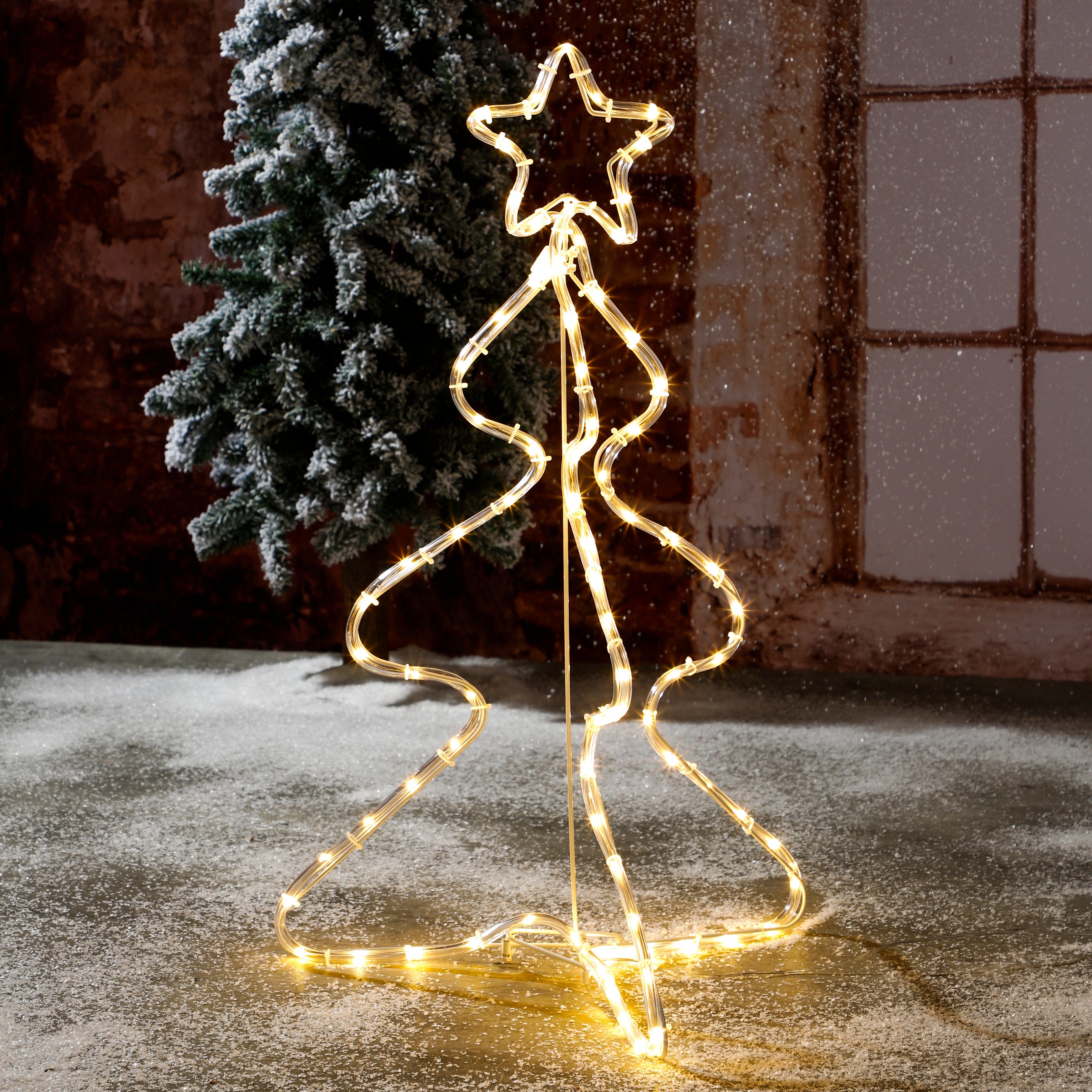 und Sternspitze 76cm, Innen LED Weihnachtsbaum Haushalt 80 Künstlicher Tannenbaum, International mit Außen warmweiss,