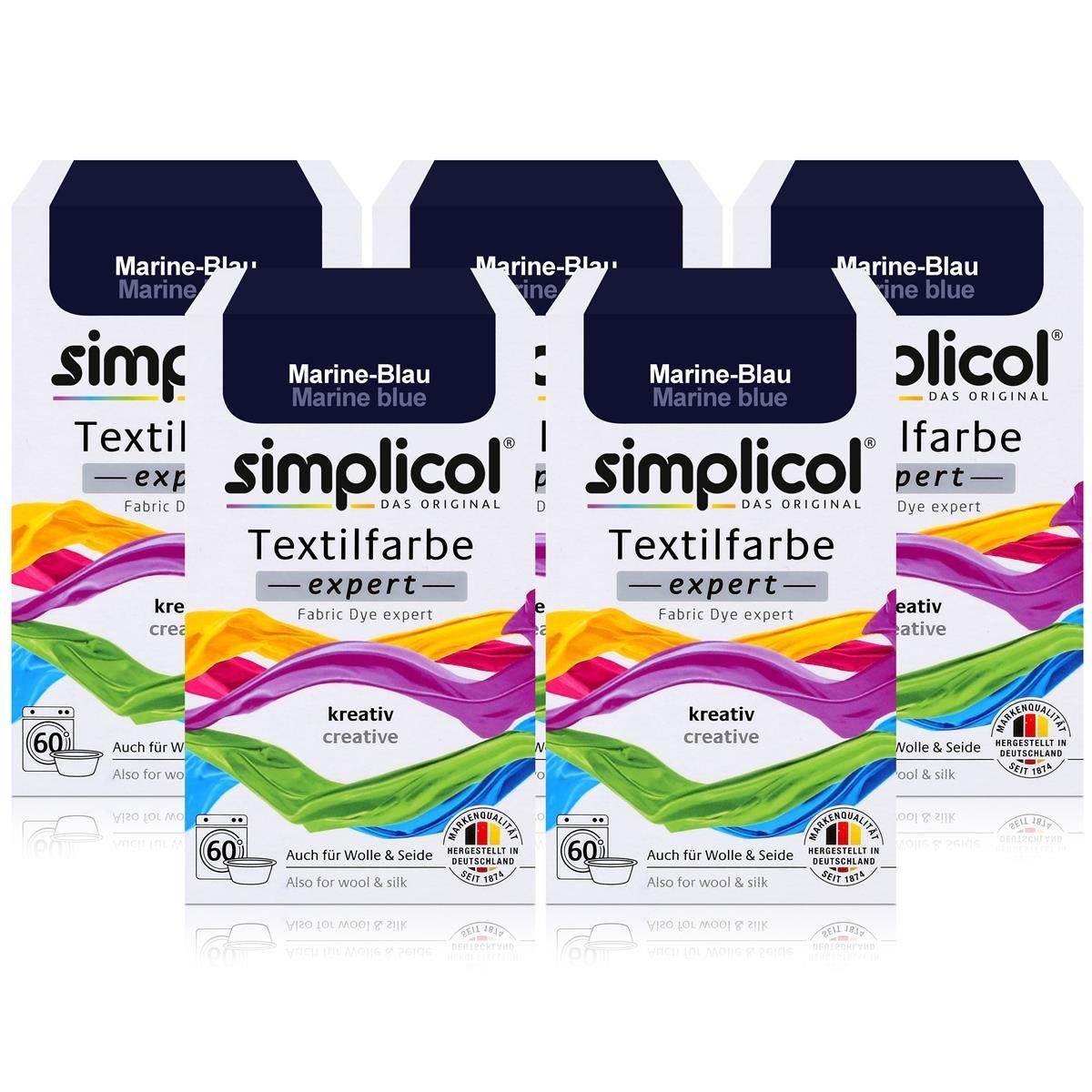 Textilfarbe Simplicol Textilfarbe expert Marine-Blau 150g - Farbe zum Färben (5er