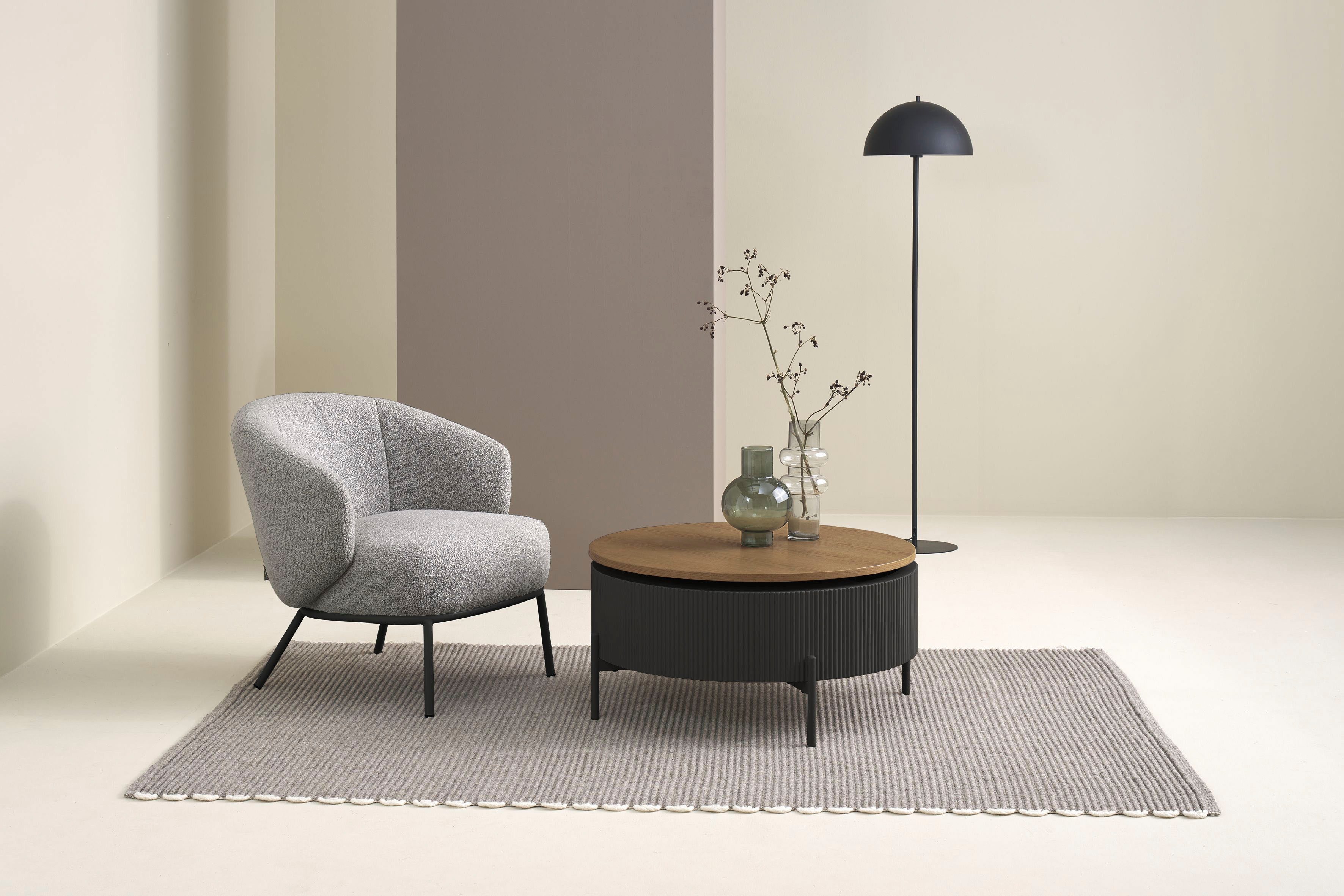 SCHÖNER WOHNEN-Kollektion Loungesessel SELVIK (1-St), mit Taschenfederkern, Bezug Bouclé, Untergestell pulverbeschichtet