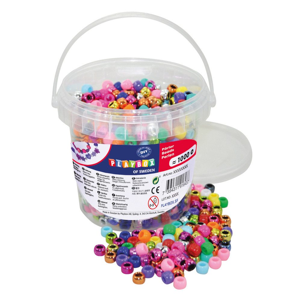 Playbox Bastelperlen Bunte Bastelperlen Basis - Metallic Mix - ca. 1000 Stück