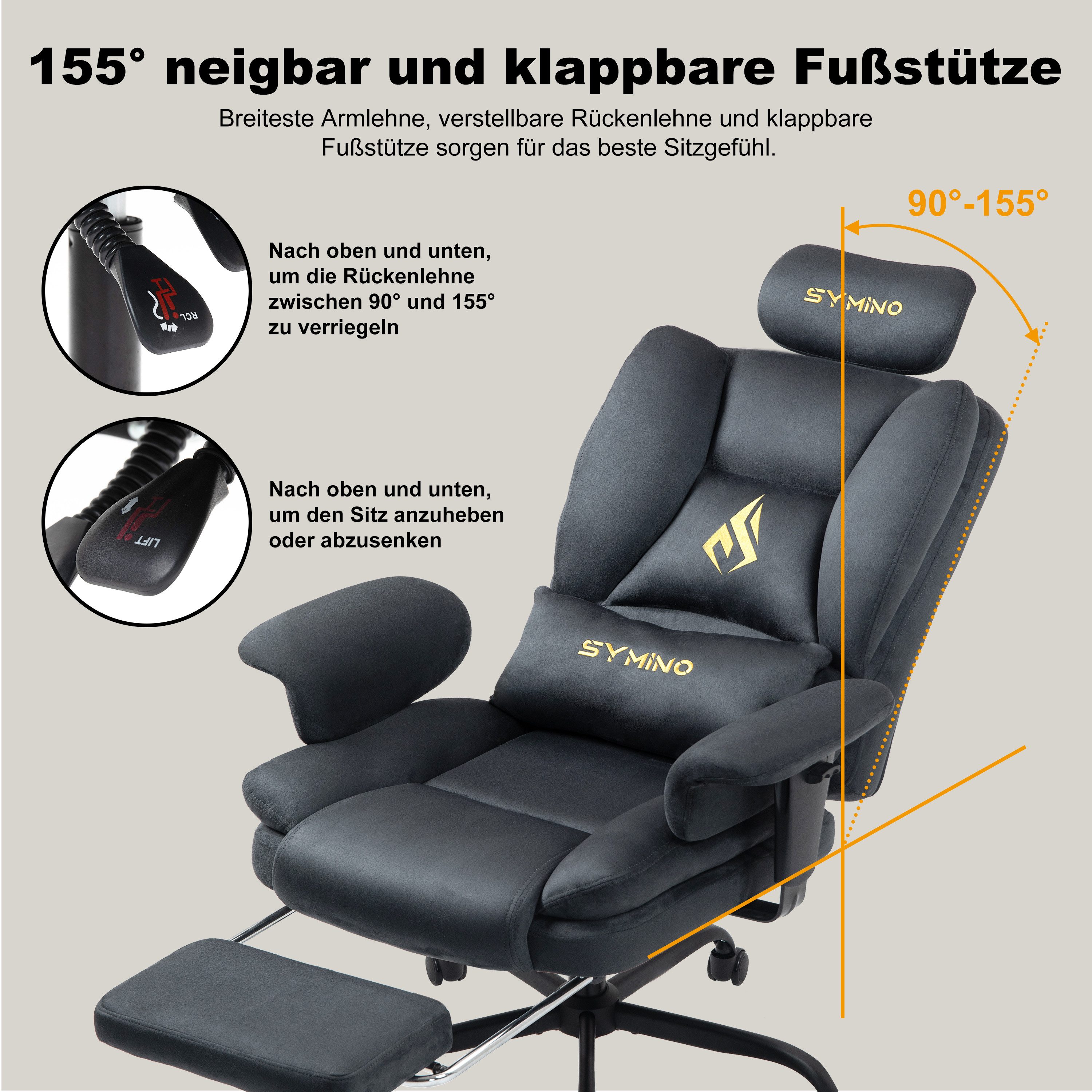 symino Stuhl Ergonomischer Sofa-Gaming-Stuhl, Verstellbarer Gamer-Stuhl, mit Hochwertigem Kunstpelzbezug für Ultimativen Komfort – Bild 5 von 5