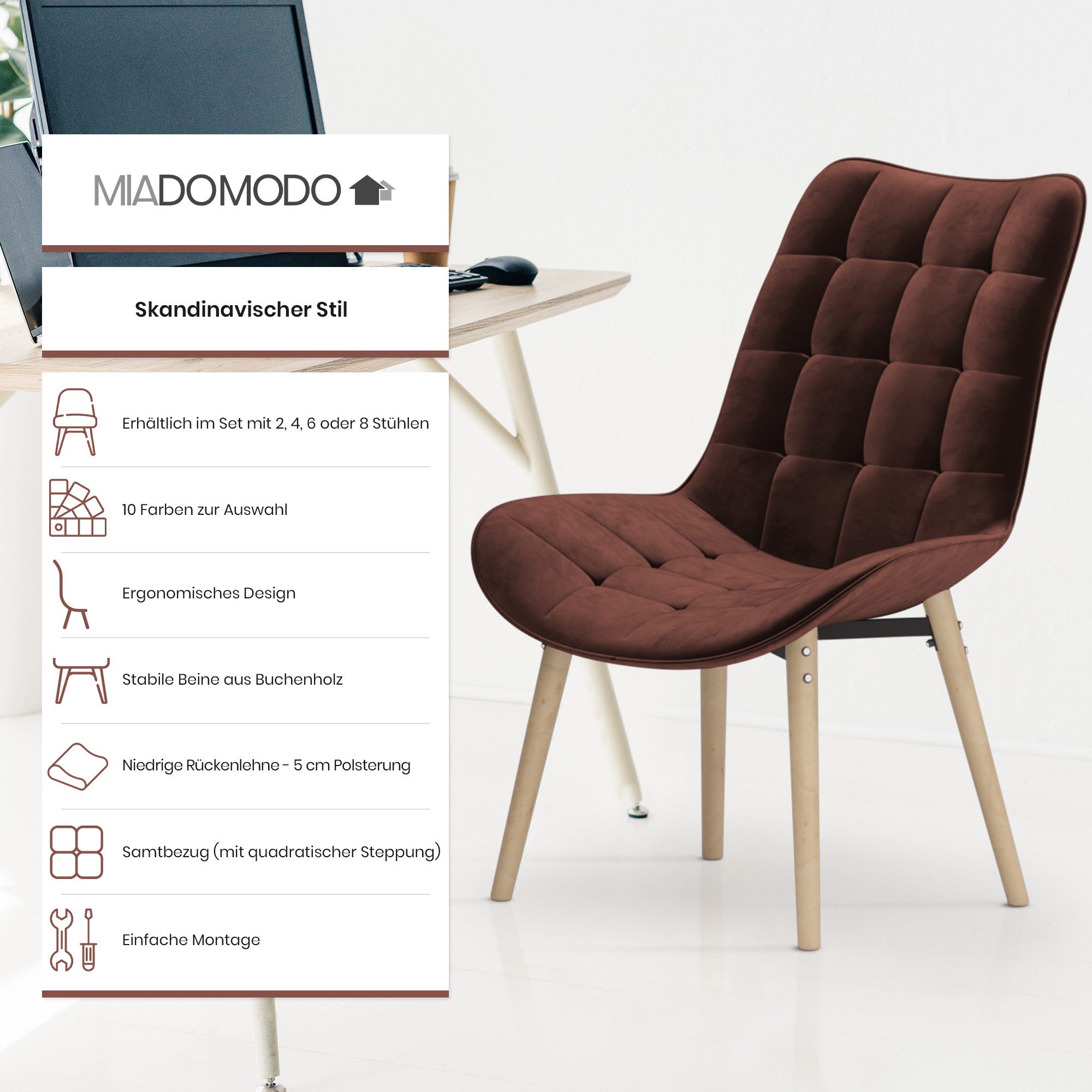 MIADOMODO Esszimmerstuhl Esszimmerstühle Wohnzimmerstühle Küchenstuhl Samt günstig online kaufen