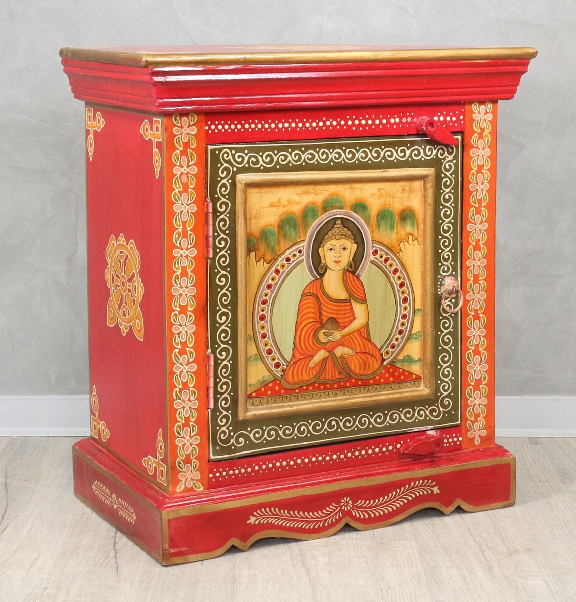Oriental Galerie Mehrzweckschrank Tibet Wandschrank Buddha Yeshe Rot 60 cm