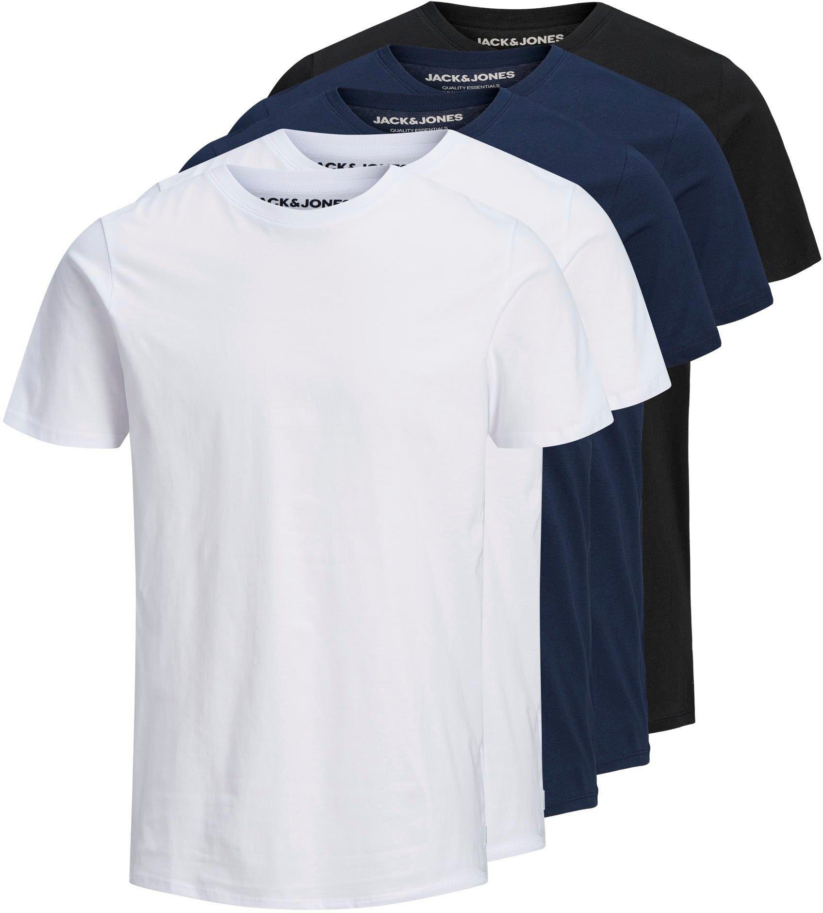 Jack & Jones T-Shirt ORGANIC BASIC TEE (Packung, 5-tlg., 5er-Pack) weiß, navy, black