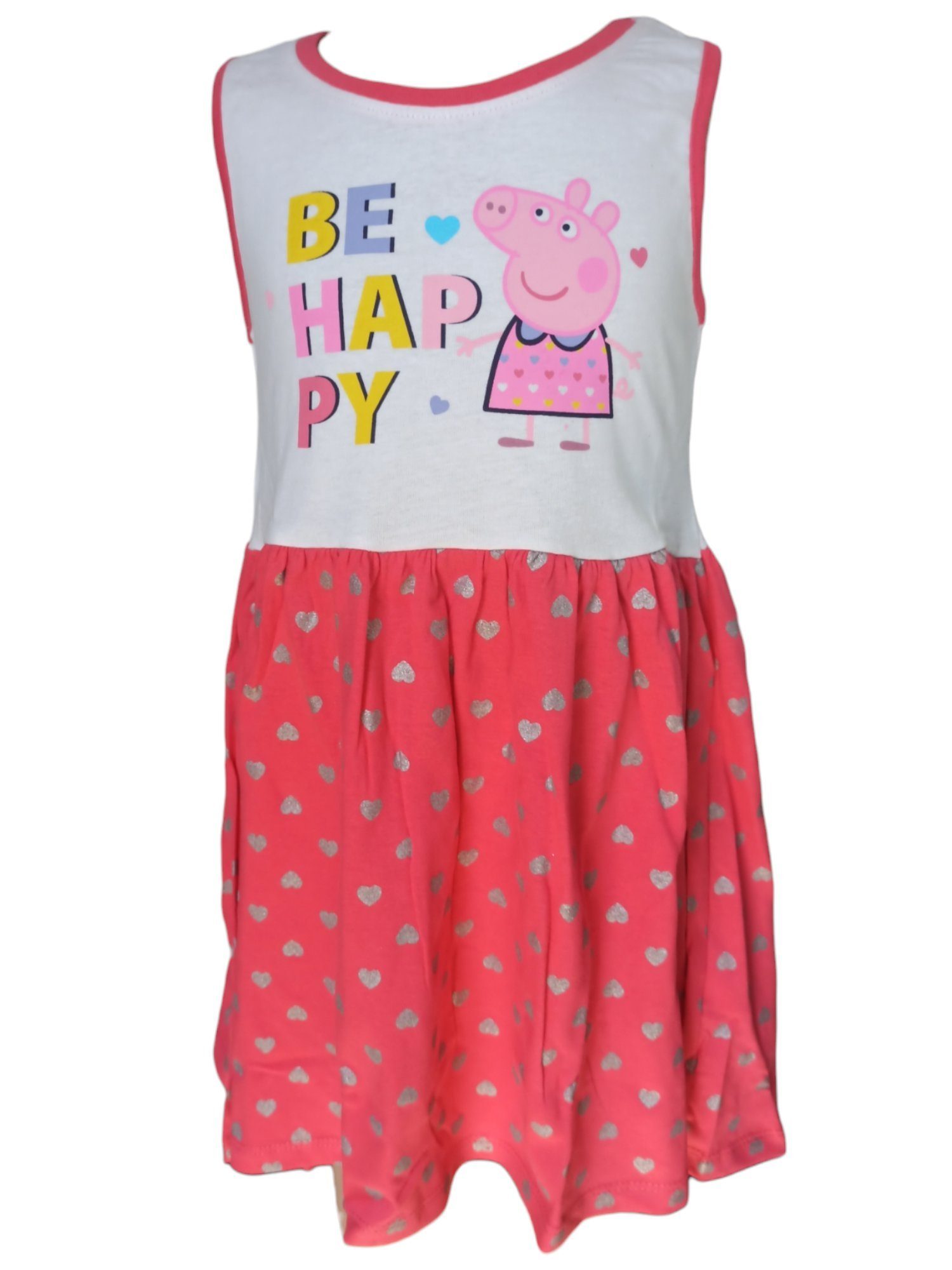 für Peppa Wutz Mädchen Peppa cm BE Jerseykleid Sommerkleid Pig 92-116 - Pink Gr. HAPPY