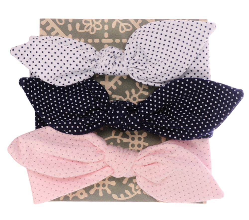 La Bortini Stirnband Baby Kopfband Stirnbänder 3er Pack Haarschmuck für Mädchen elastisch, weich, Kopfumfang von ca. 38 bis 44cm Einheitsgröße