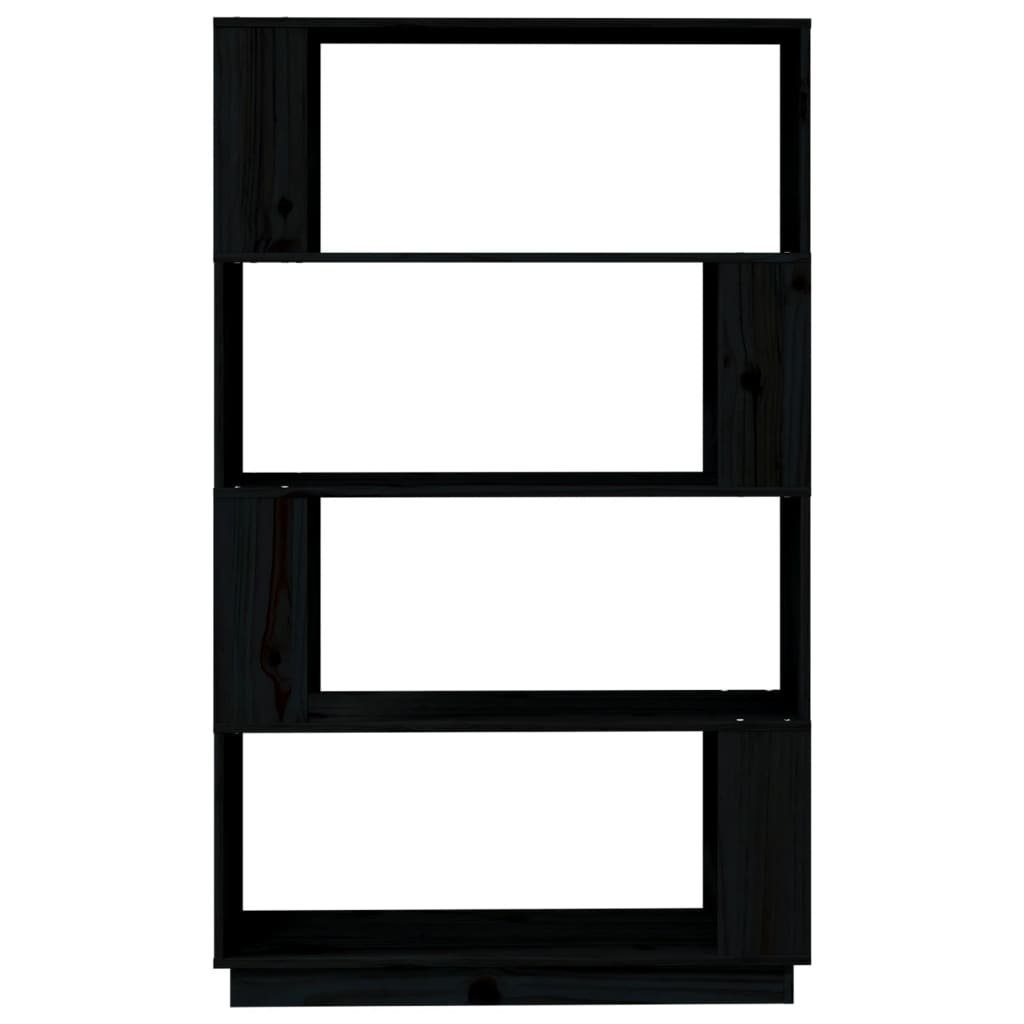 vidaXL Bücherregal Bücherregal/Raumteiler Schwarz 80x25x132 Massivholz cm Kiefer, 1-tlg