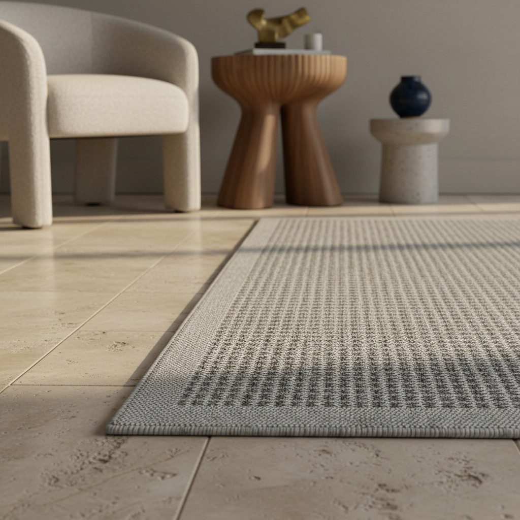 KADIMA DESIGN Outdoorteppich DAFNE Wetterfest UV-Beständig Balkon Waschbar Strapazierfähig Uni, Rechteckig, Höhe: 3 mm, Grau, 60x100 cm, Balkonteppich Fußbodenh – Bild 4 von 5