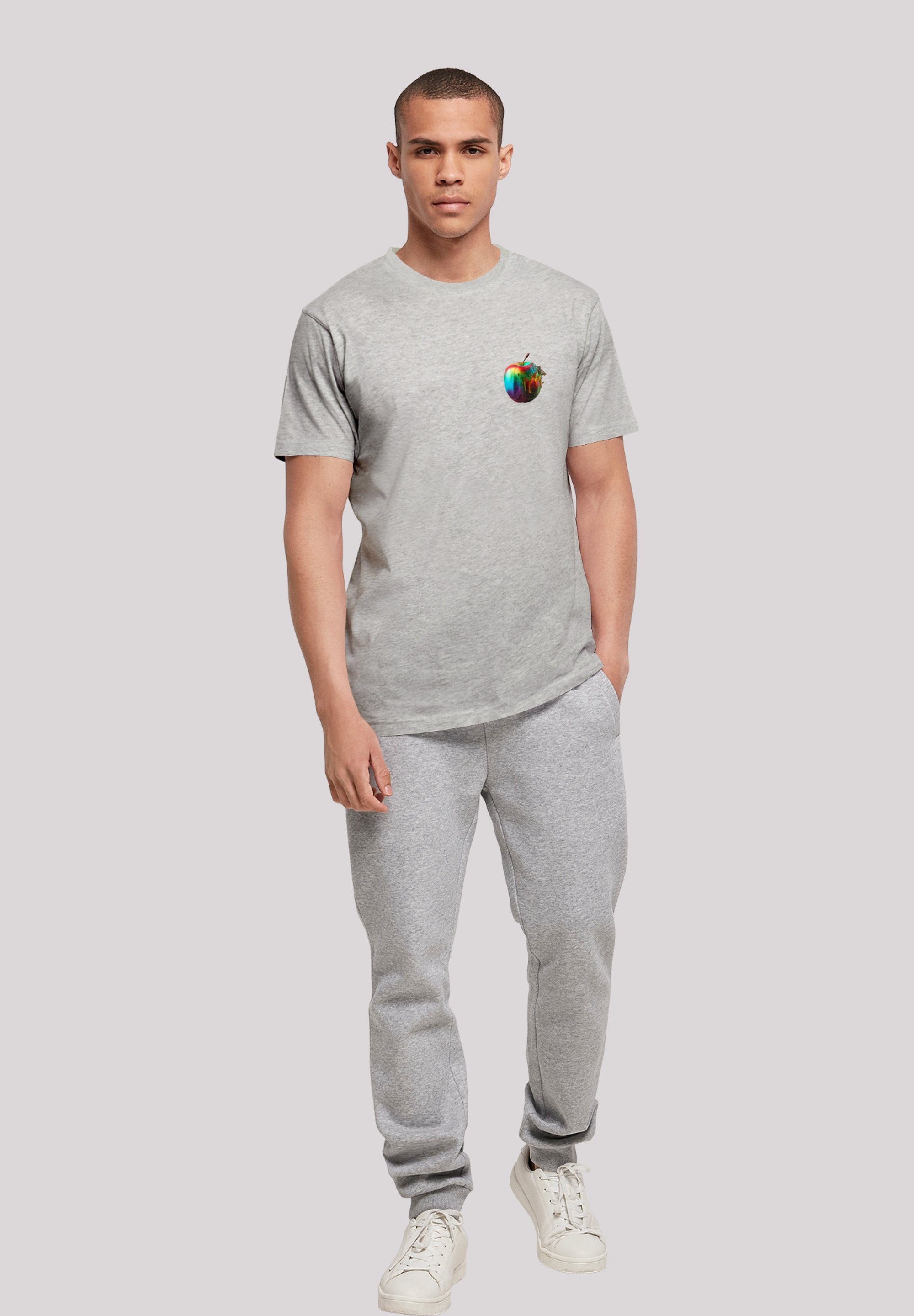 F4NT4STIC T-Shirt Colorfood Collection Apple Print grey - Rainbow heather