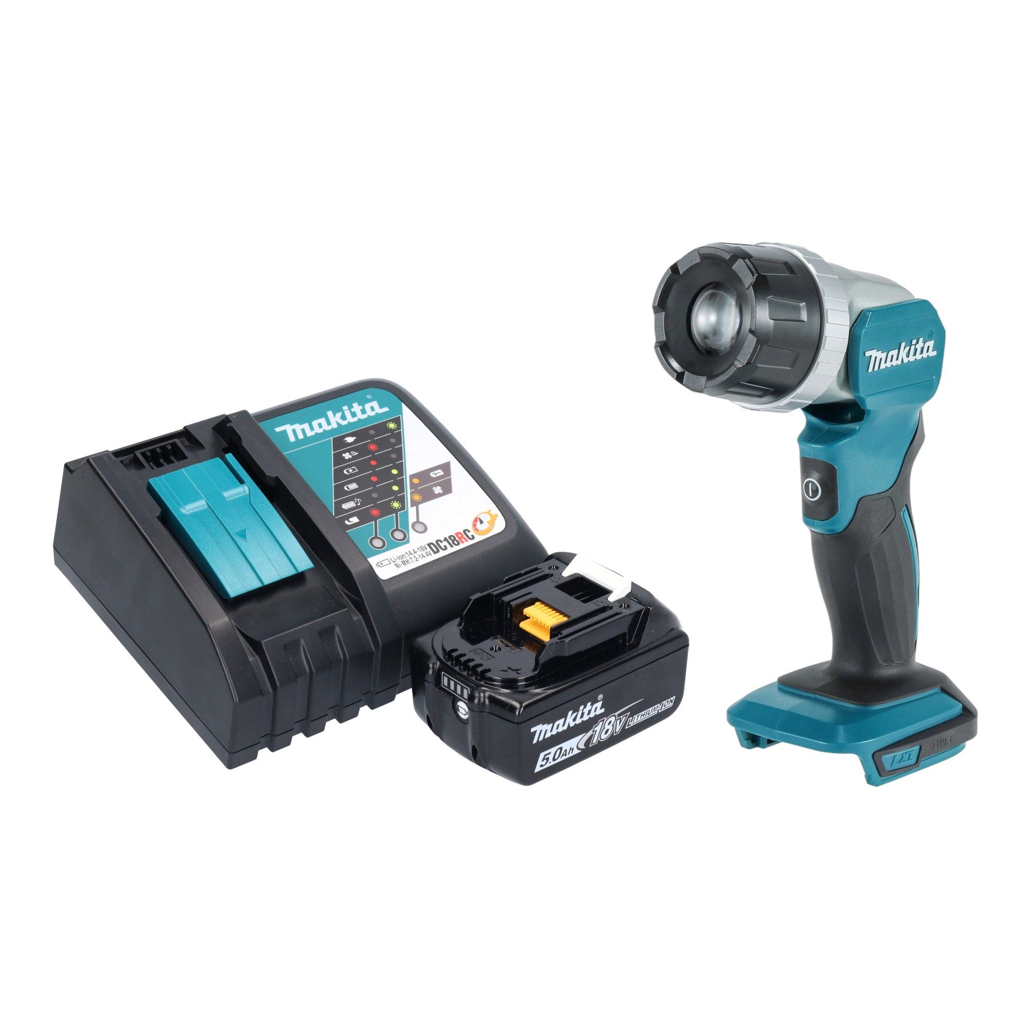 Makita Baustrahler DML 808 RT1 14,4 / 18 V 190 lm LED + 1x Akku 5,0 Ah + Ladegerät