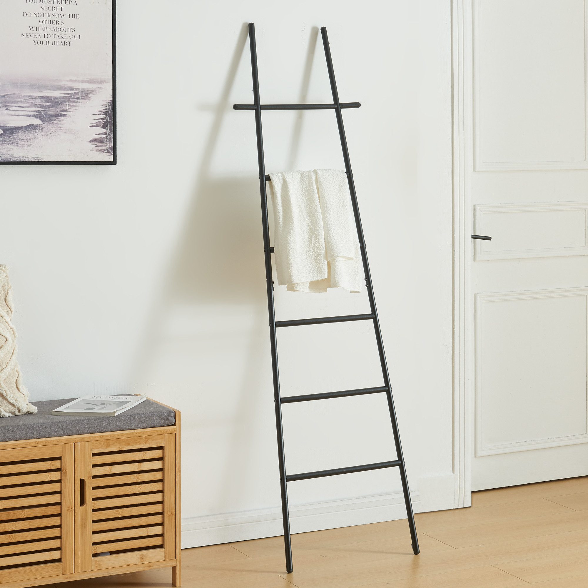 en.casa Handtuchleiter, »Øyer« 170x45x2cm Stahl Schwarz günstig online kaufen