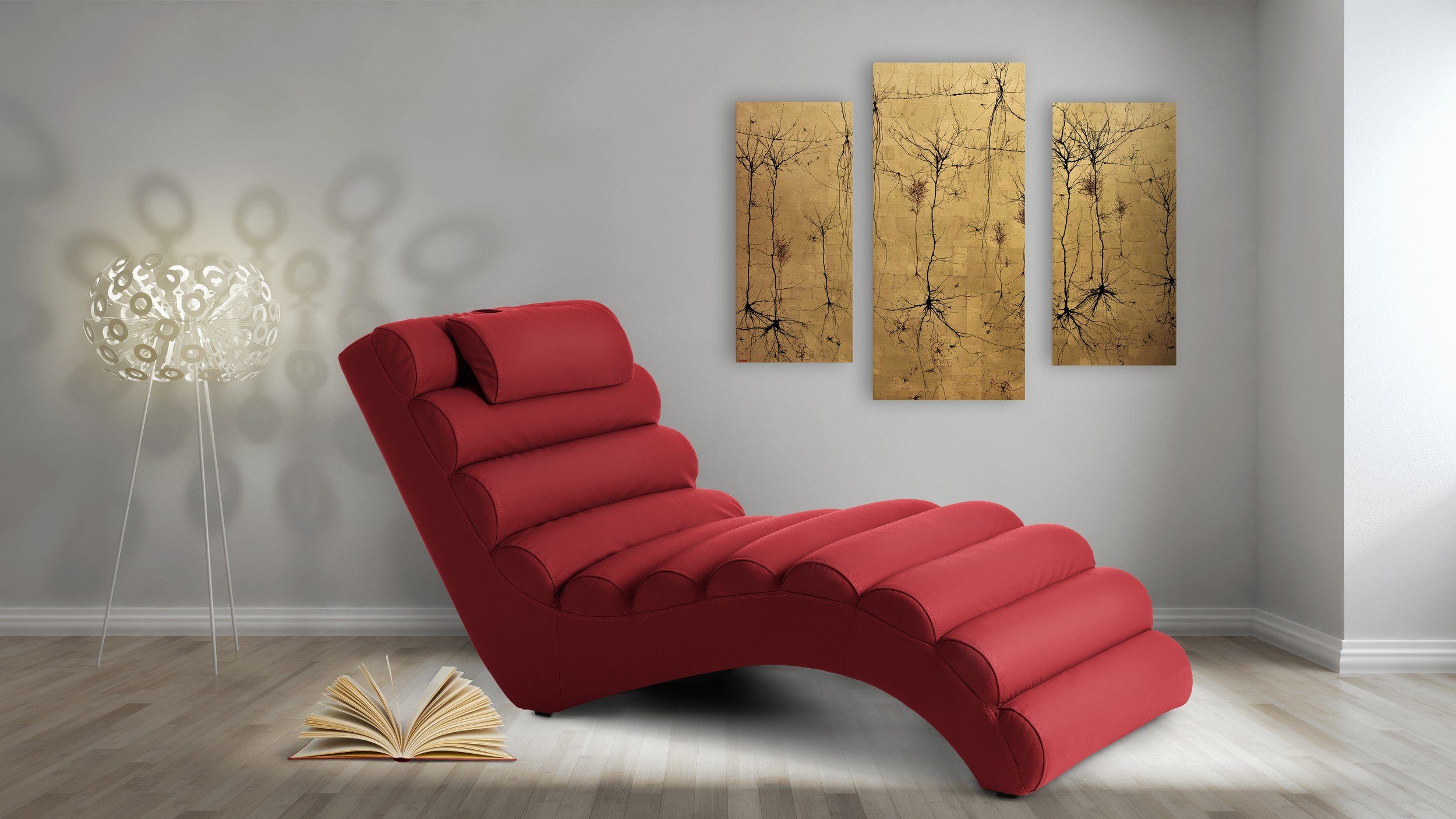 Stylefy Relaxliege RELIKS, Relaxliege, Liegesessel, gepolstert, Liegekomfort, Modern Design, frei im Raum stellbar Rot | Alle Sofas