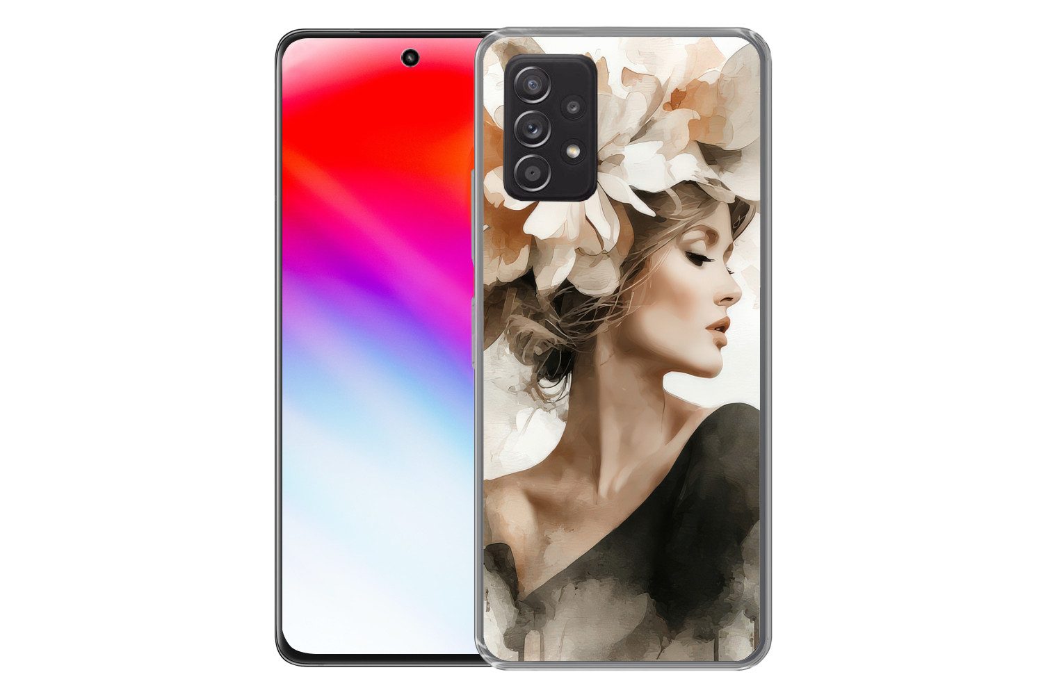 MuchoWow Handyhülle für Samsung Galaxy A53 5G Blüte - Porträt - Gesicht, Phone Case, Silikon, Schutzhülle Dünn