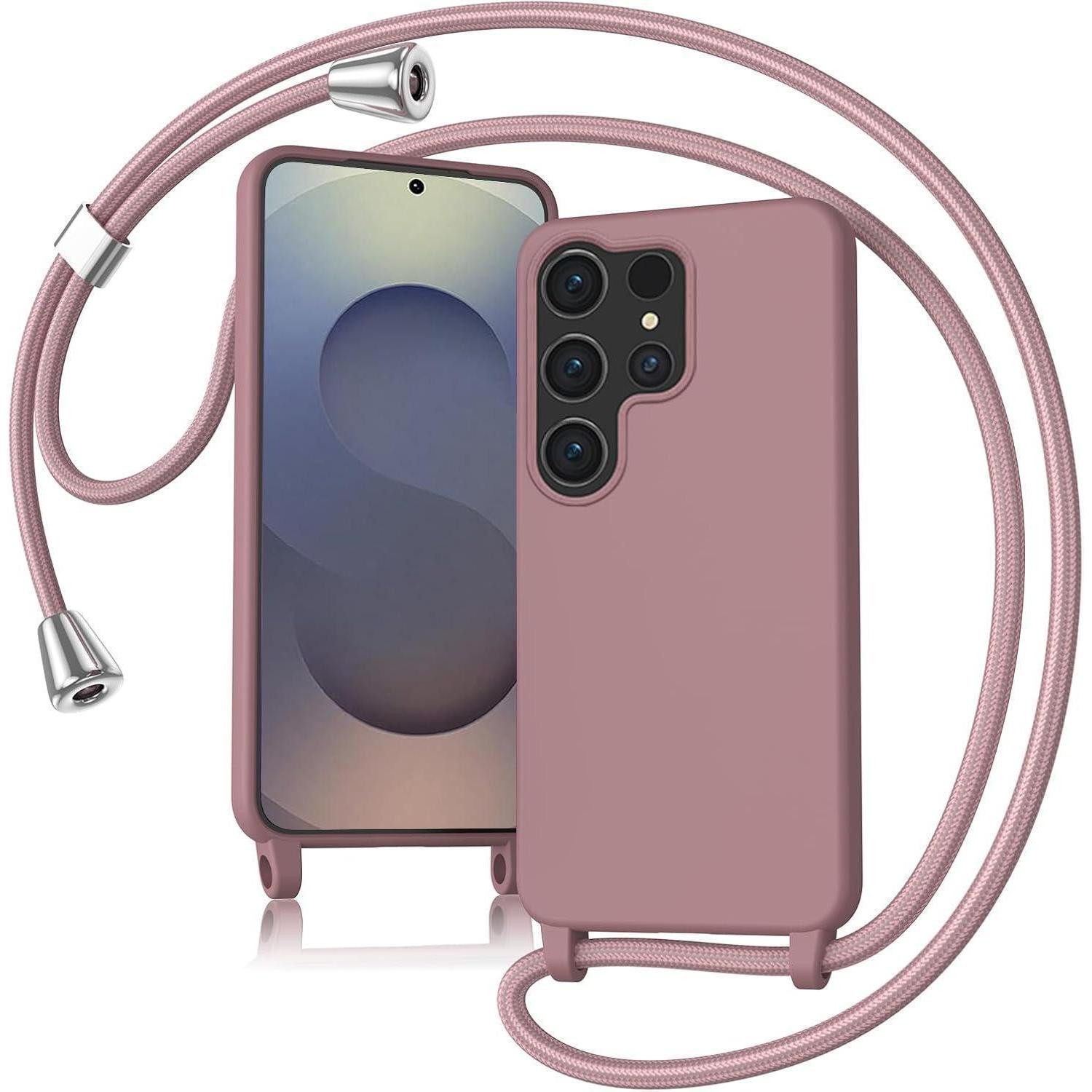 LuxusKollektion Case zum Umhängen Handyhülle mit Band Samsung S25 Ultra Pink