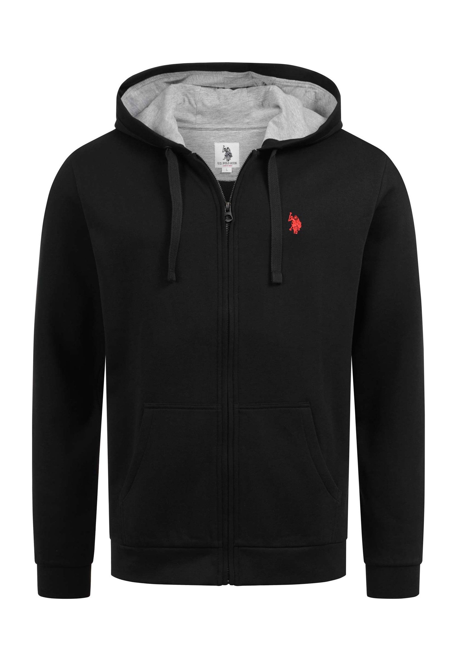 U.S. Polo Assn. Sweatjacke mit Kordelkapuze und gesticktem Brustlogo Leichte Hoodie-Jacke mit weicher Innenseite und geteilter Bauchtasche