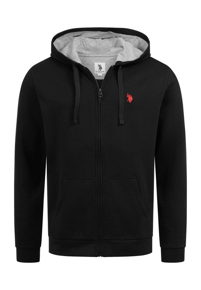 U.S. Polo Assn. Sweatjacke mit Kordelkapuze und gesticktem Brustlogo Leichte Hoodie-Jacke mit weicher Innenseite und geteilter Bauchtasche