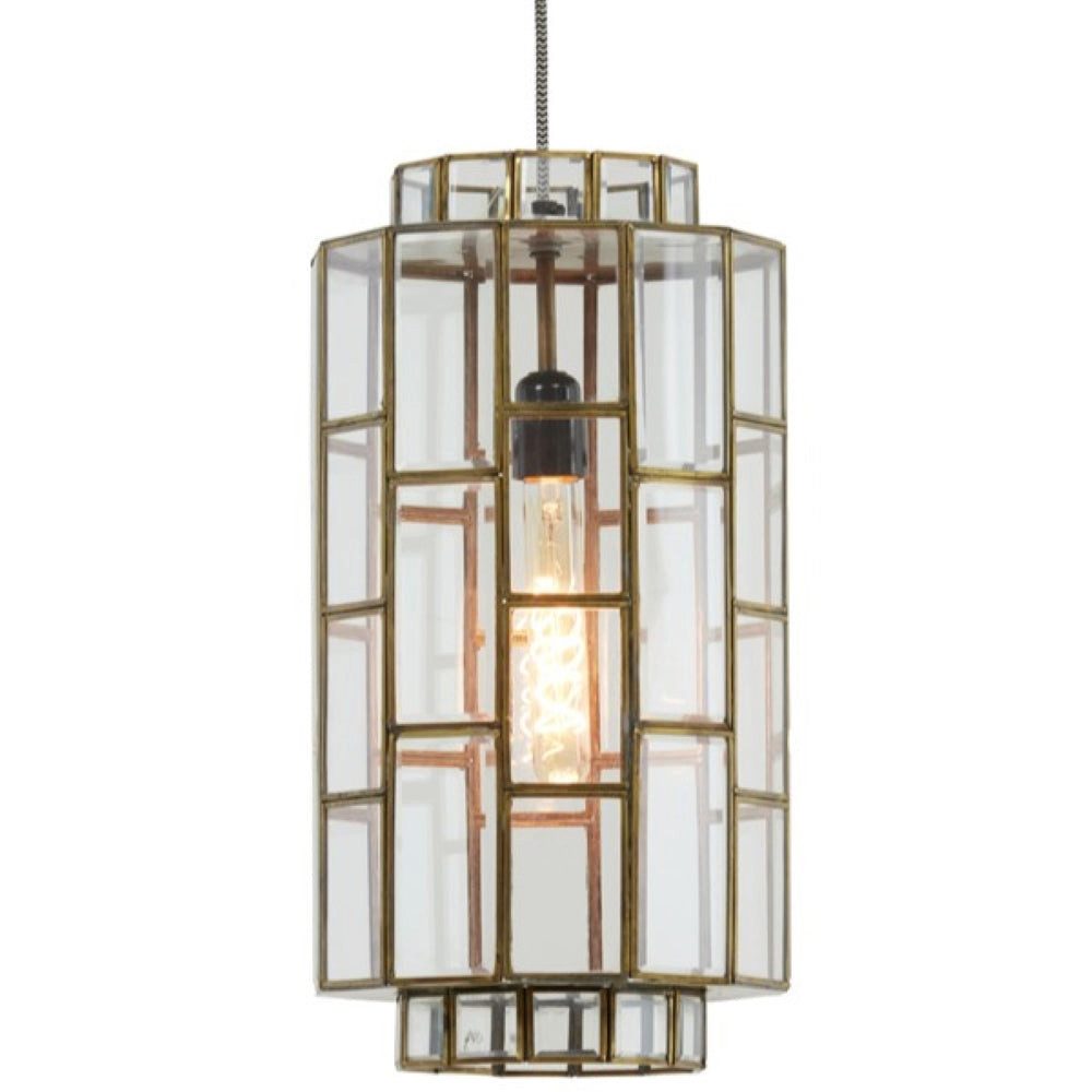 Dirk Davids Leuchten GmbH Hängeleuchten Hängeleuchte Hängelampe antik Bronze + Glas Ø24x45cm, ohne Leuchtmittel