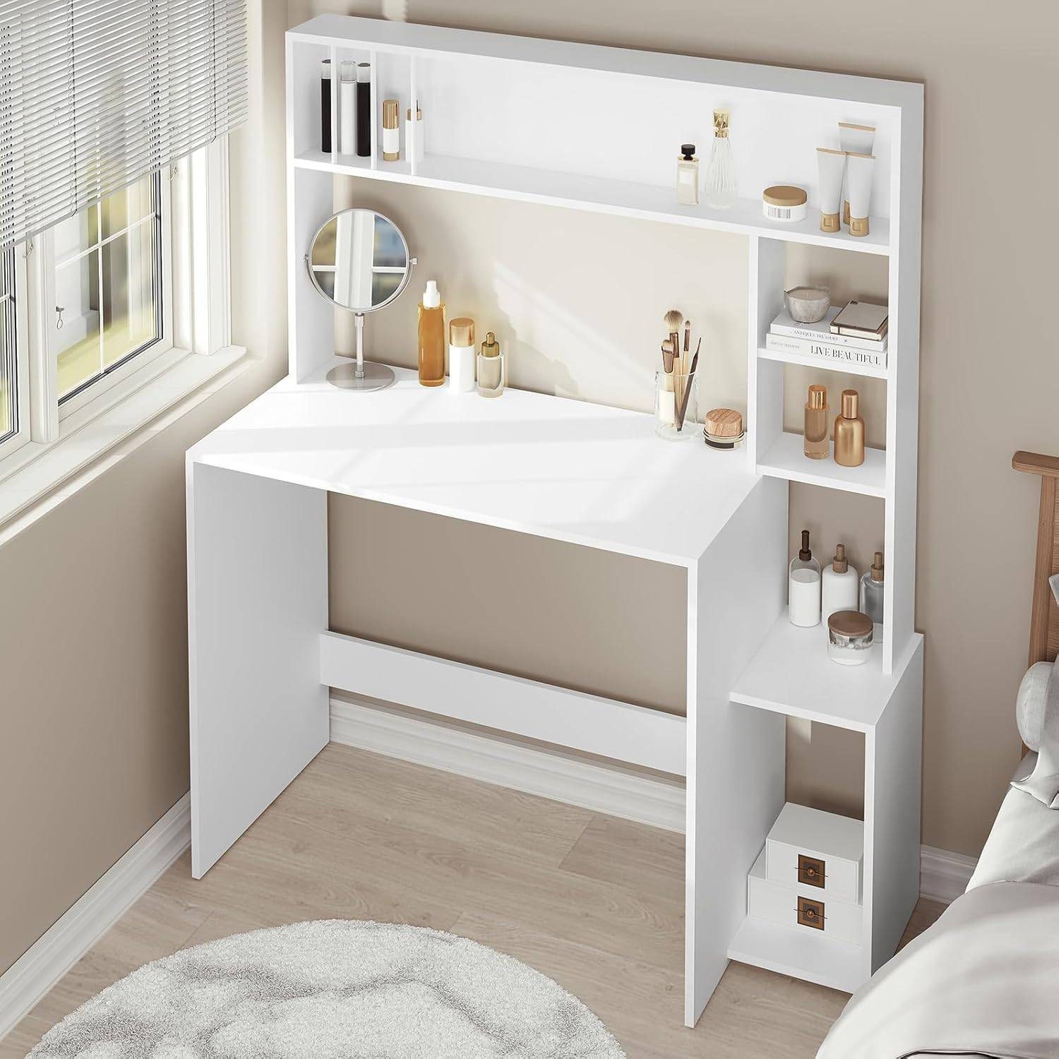 EUGAD Schreibtisch (1-St), Computertisch, 5-stufiges Bücherregal, mit Staur günstig online kaufen