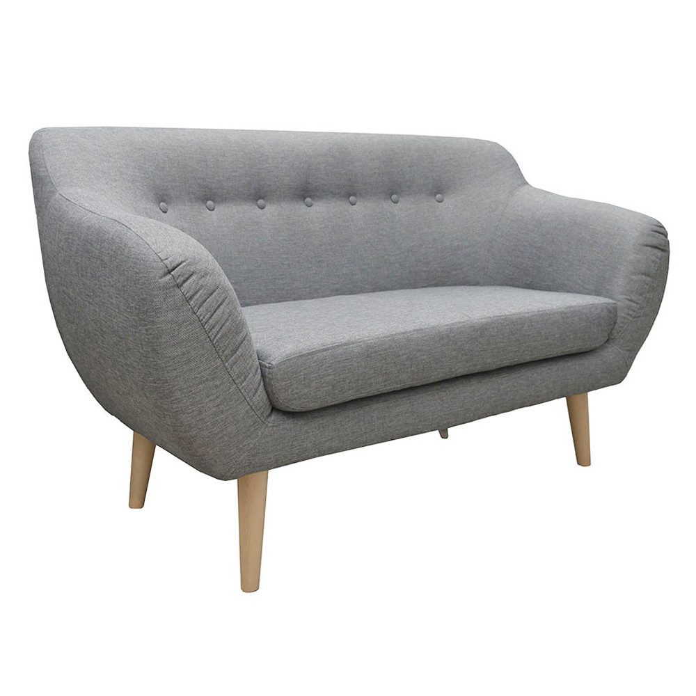 2-Sitzer Graue Designer Couch mit hochwertigem Textilbezug und Polsterung