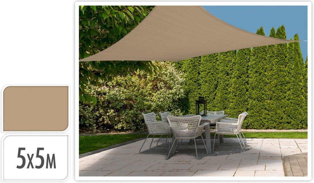 Trendyshop365 Sonnensegel rechteckig 5x5m Sonnenschutz, (1-tlg., mit Transporttasche), UV-Schutz: UPF 50+, inkl. 4x Befestigungsseile