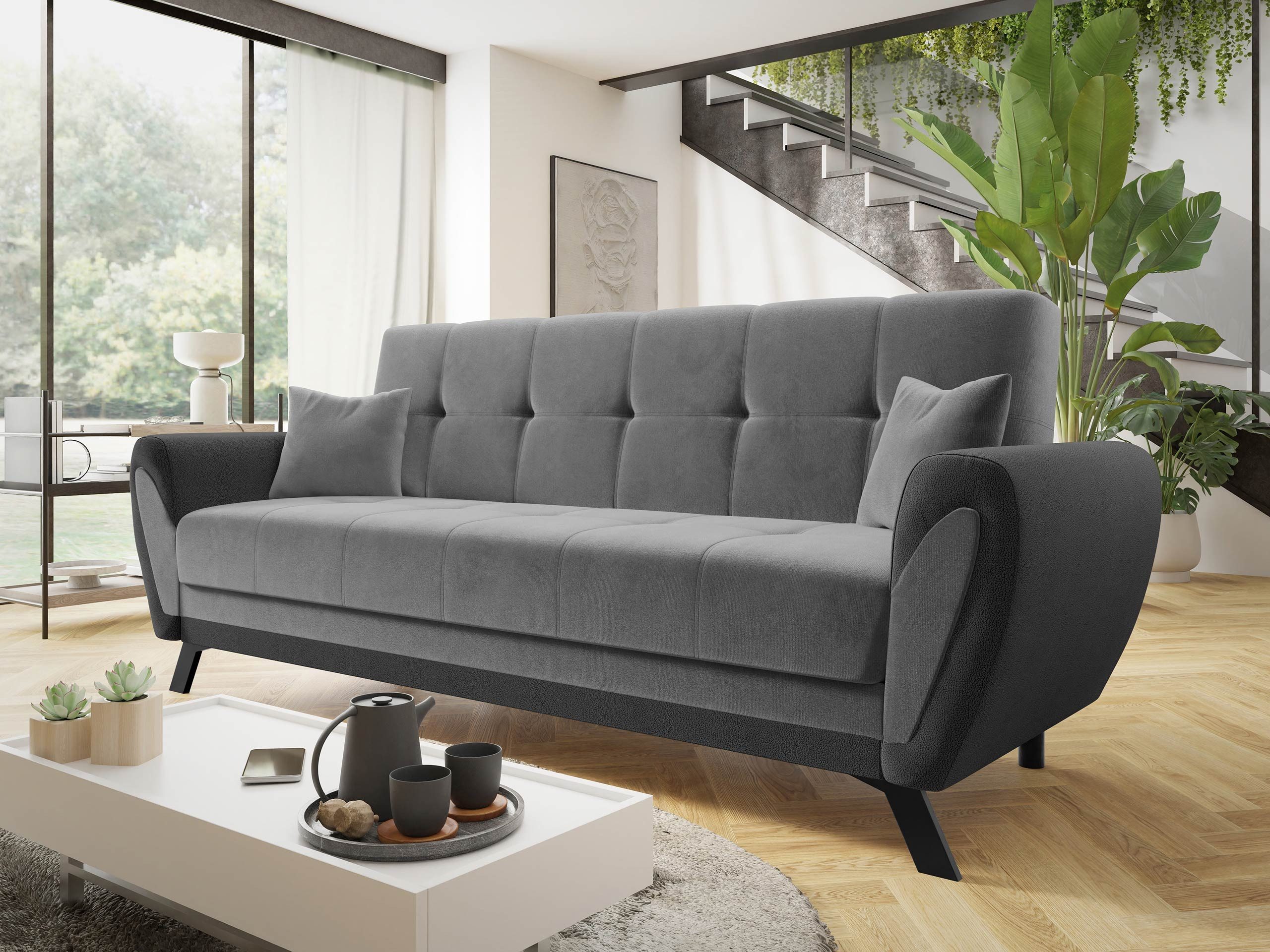 MIRJAN24 Schlafsofa Kaja, mit Schlaffunktion und Bettkasten, 3-Sitzer, Meta günstig online kaufen