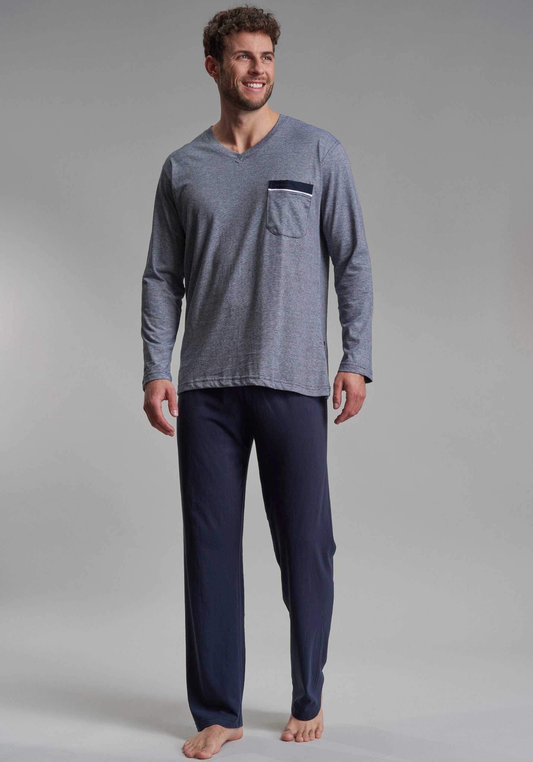 GÖTZBURG Schlafanzug Upper West (2 tlg) Langarm, V-Ausschnitt, lange Hose, günstig online kaufen