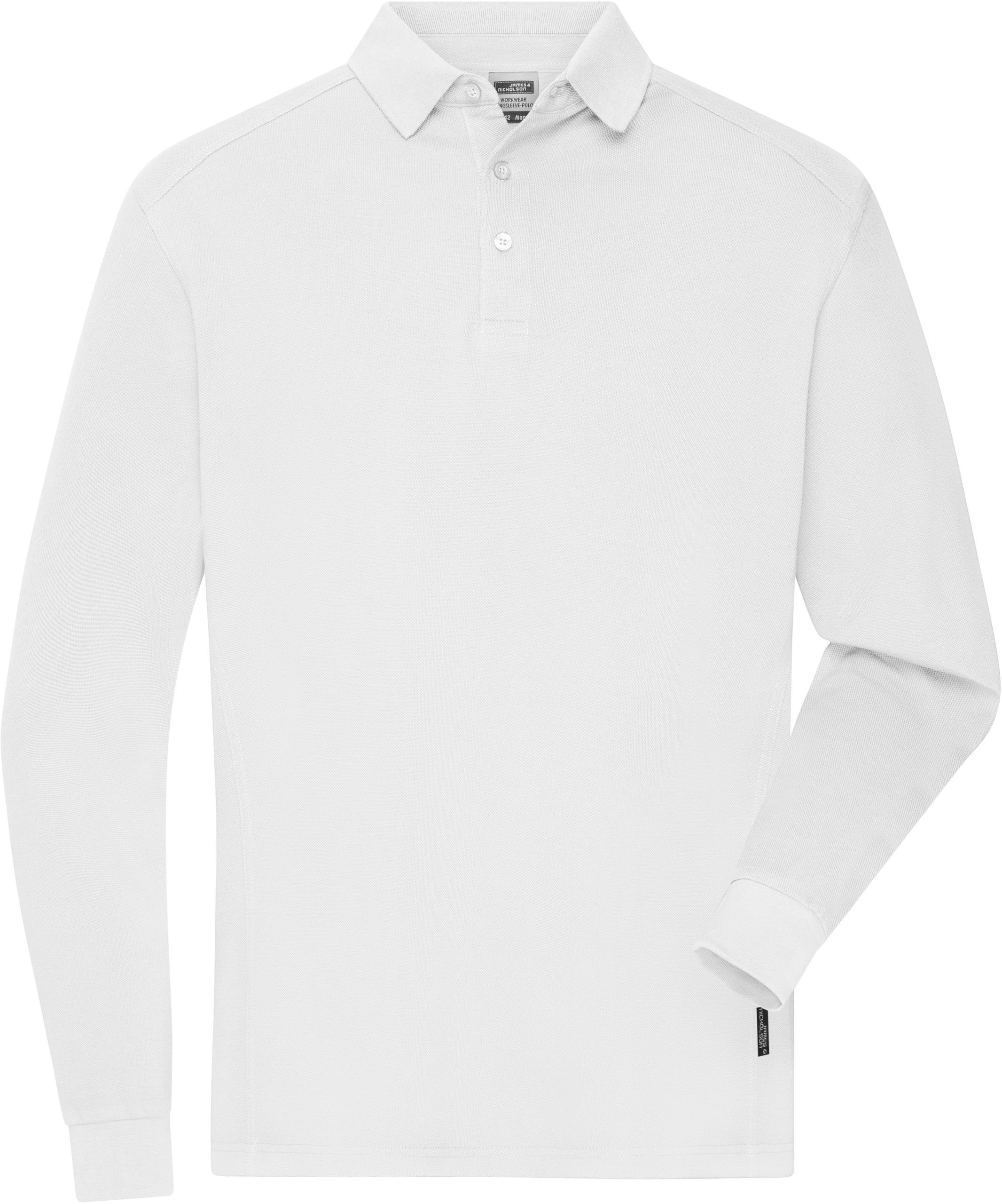 James & Nicholson Poloshirt Herren Workwear Polo langarm White