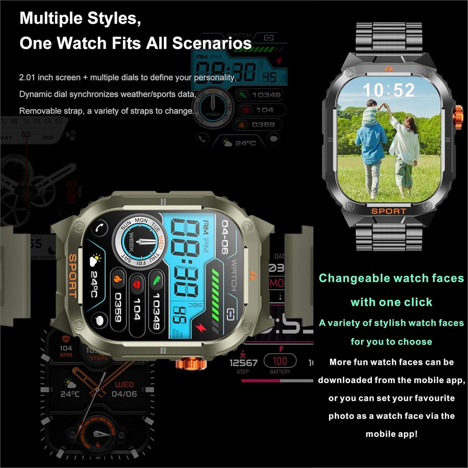 SGDDFIT 2025 Nuovo Smartwatch (5,1 cm, android ios), Herren Smartwatch mit 2.01" AMOLED Display, Bluetooth Calls