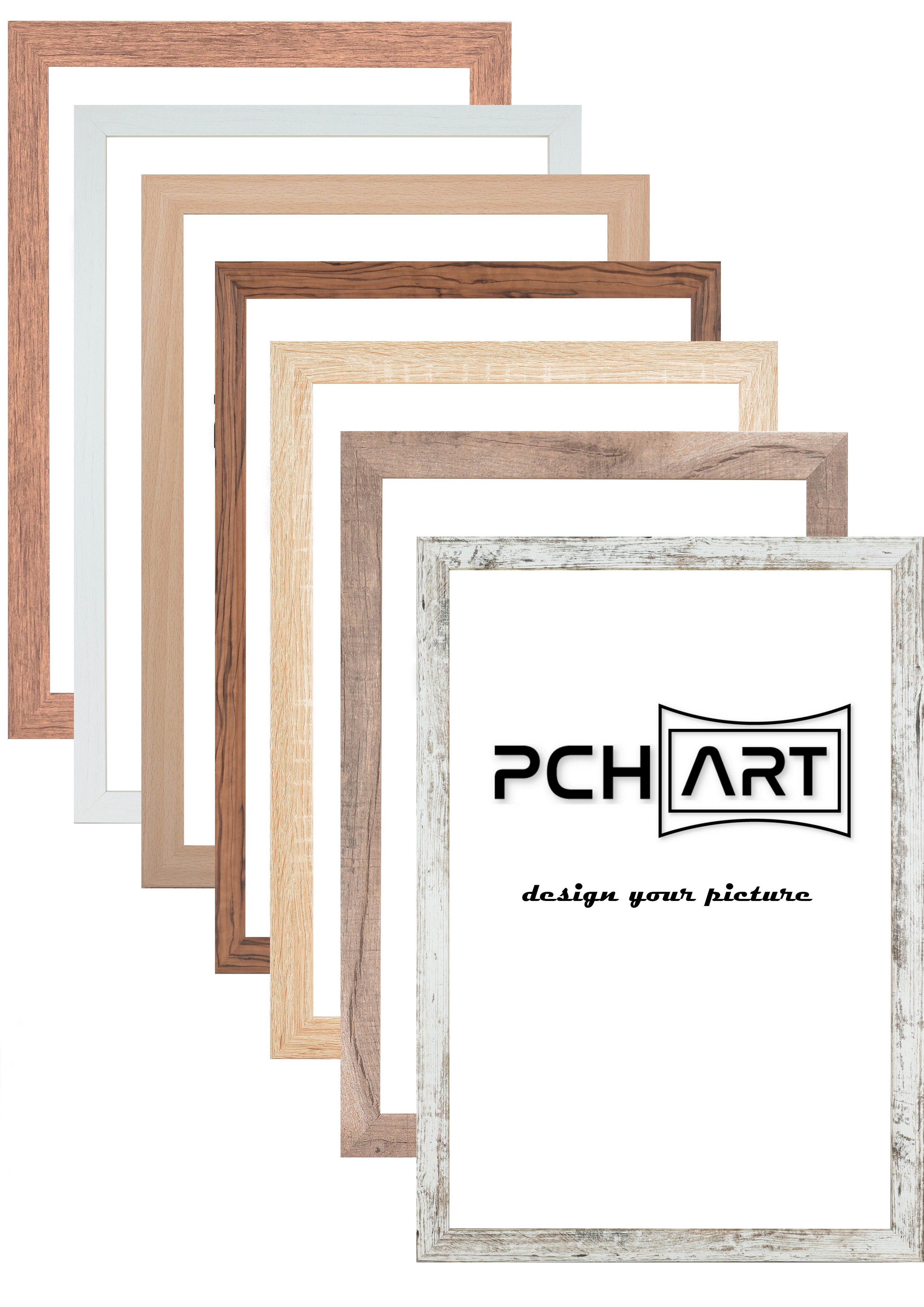 PCH[art] Bilderrahmen Rahmen New Alaya, in 8 Holzdekoren, Größe: 10x15 bis 90x120 cm, für 1 Bilder, MDF Holzleiste ummantelt mit Dekorfolie