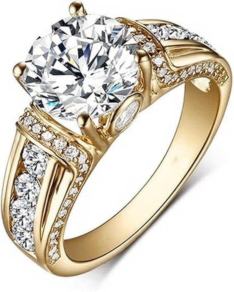 Jumpeak Diamantring Ring im Vintage-Stil mit Diamantbesatz,Diamantring, 1ct, D, VS1, Ehering, Geschenk zum Jahrestag, Geschenk zum Valentinstag,585er Gold