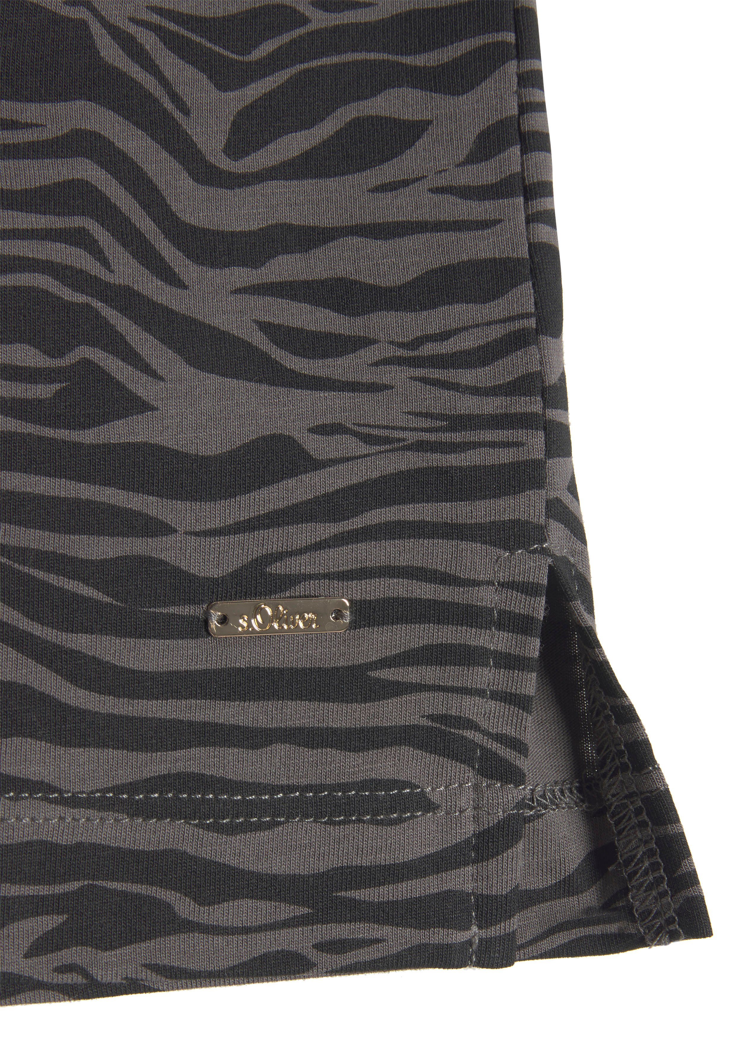 schwarz-dunkelgrau-gemustert Sleepshirt Animal-Print s.Oliver mit