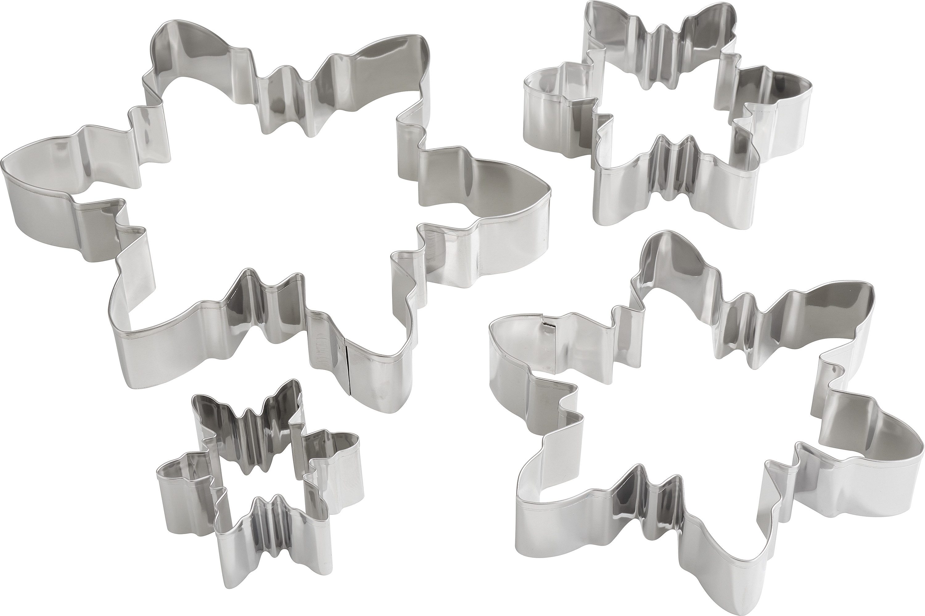 creativ company Gebäckstempel Ausstechformen-Set Snowflakes, Edelstahl, 4 Stück