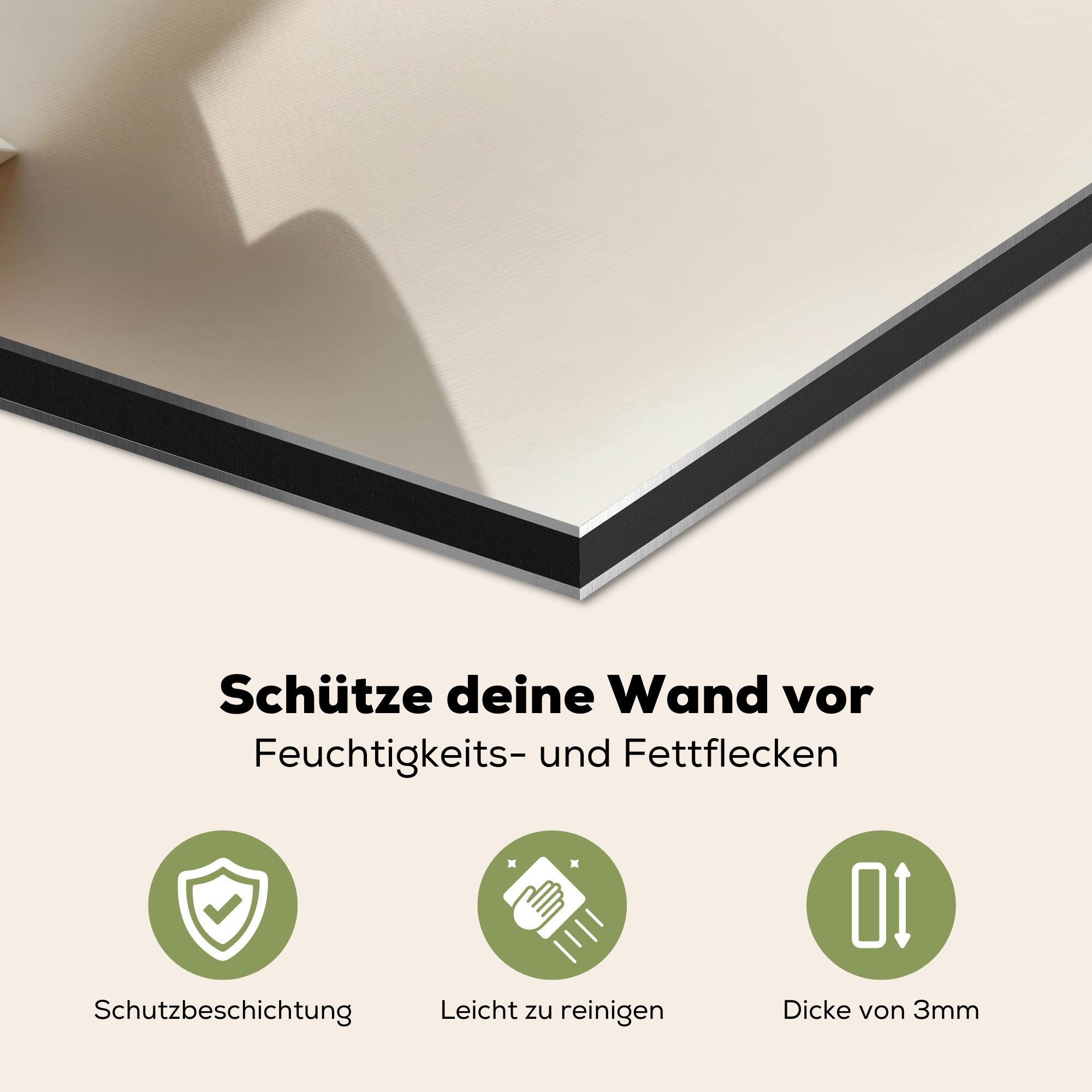 KitchenYeah Küchenrückwand Becher - Latte - Minimalistisch - Schatten, (1-tlg), Spritzschutz Küchenrückwand, Wandschutz, 60x30 cm