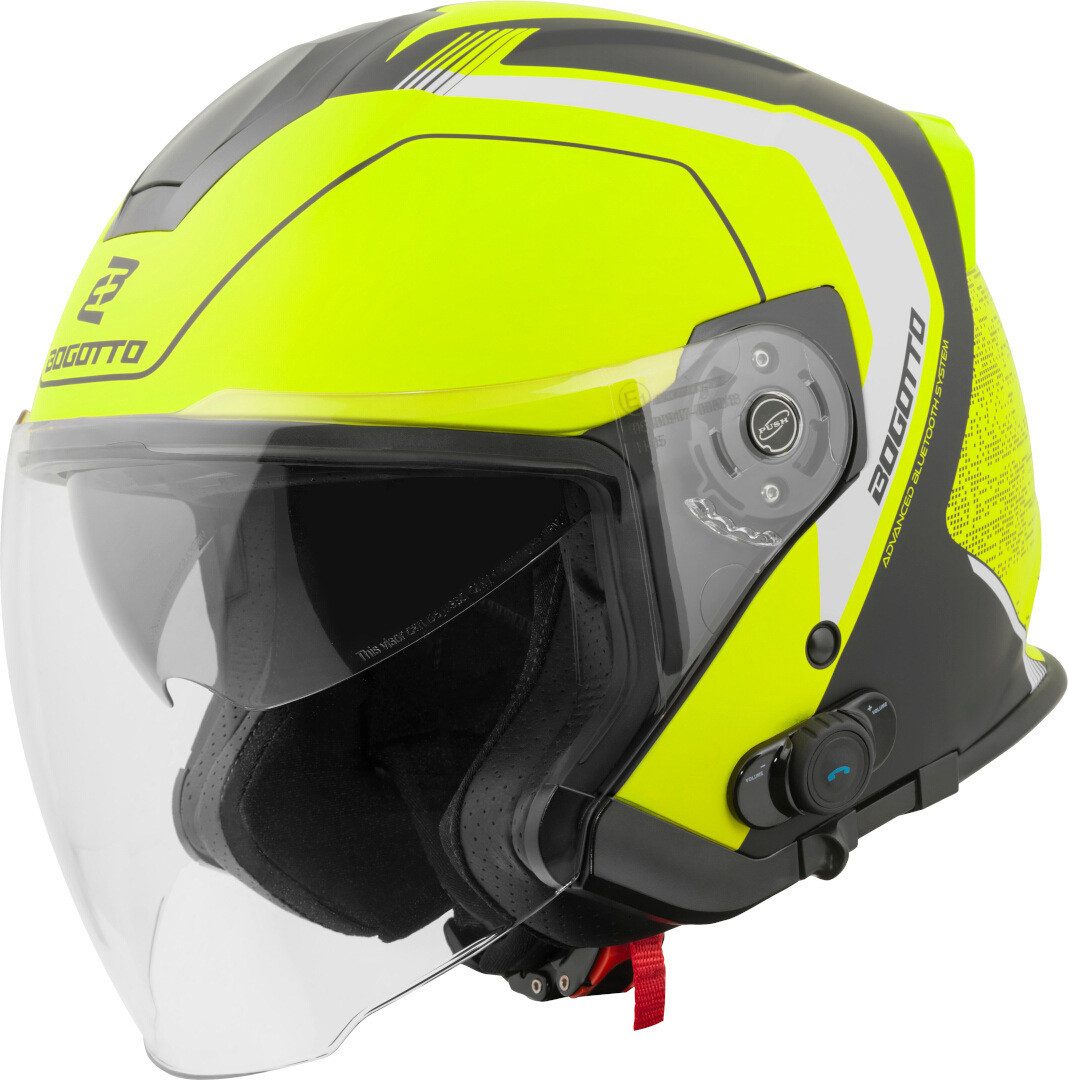 Bogotto Motorradhelm H586 BT Illus Bluetooth Jethelm, Integriertes Kommunikationssystem,geeignet Für Brillenträger,hera