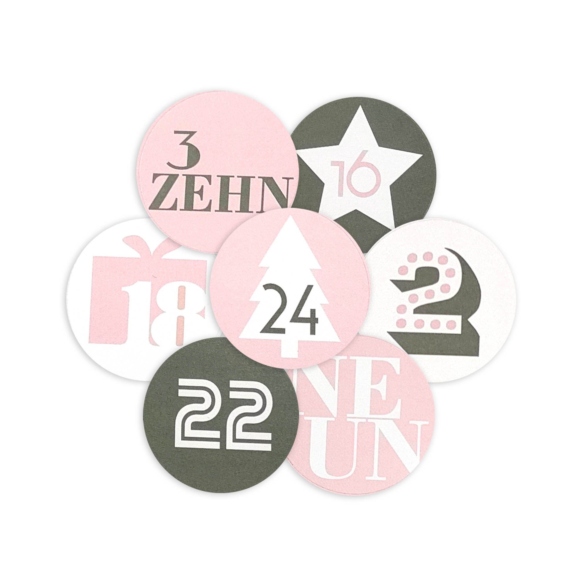 Frau WUNDERVoll Sticker 24 Adventskalenderzahlen - rosa-grau