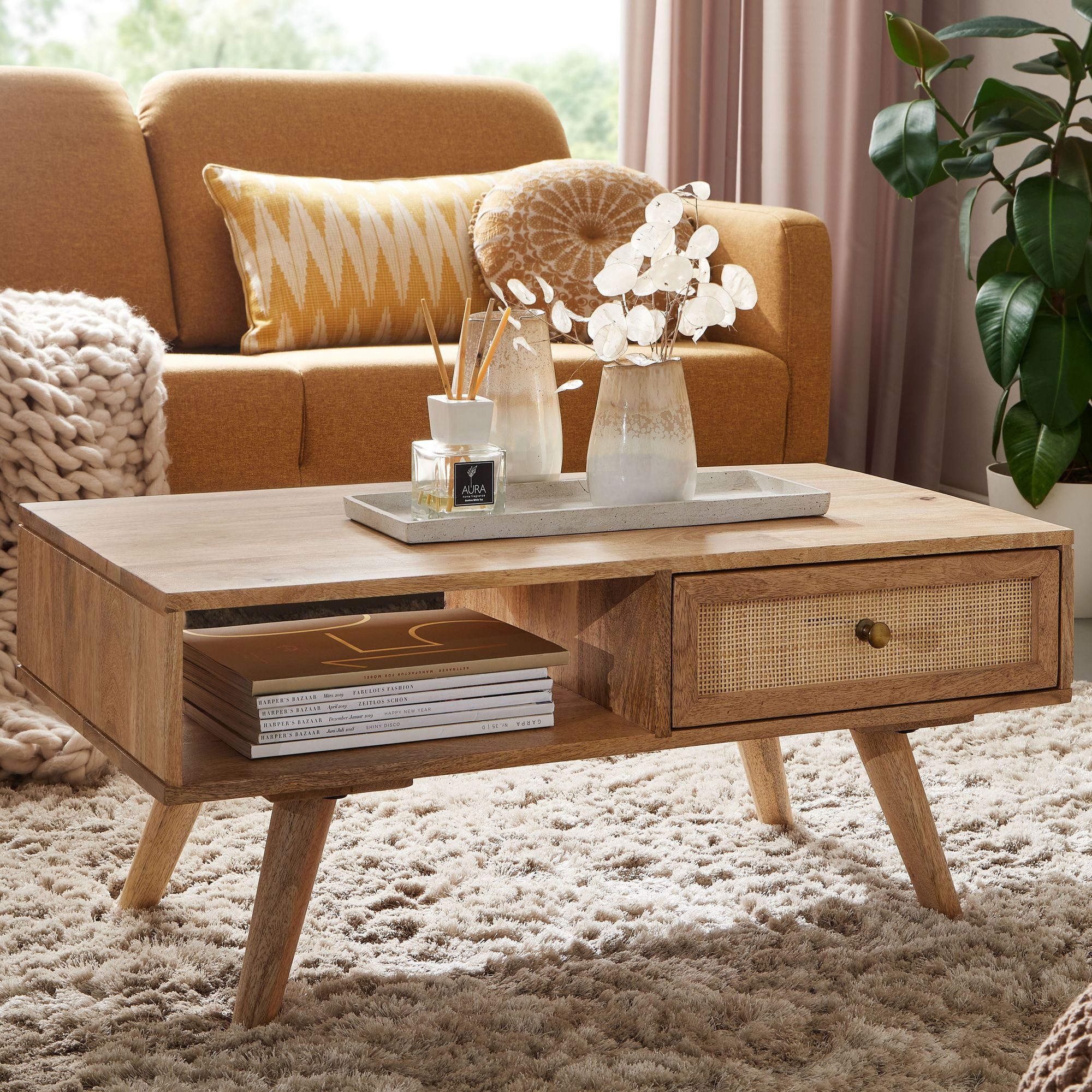 FINEBUY Couchtisch FB60940 (90x40x45 cm Mango günstig online kaufen