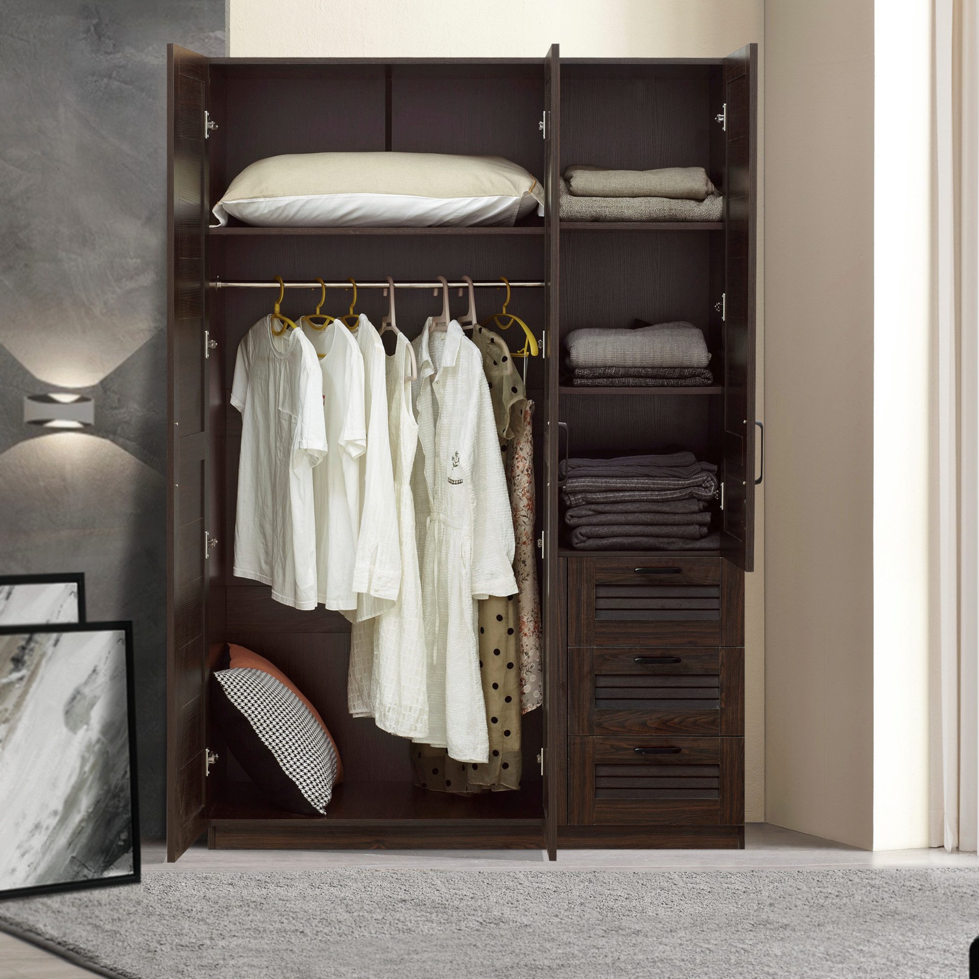 en.casa Kleiderschrank »Finning« 1 Stange, 4 günstig online kaufen